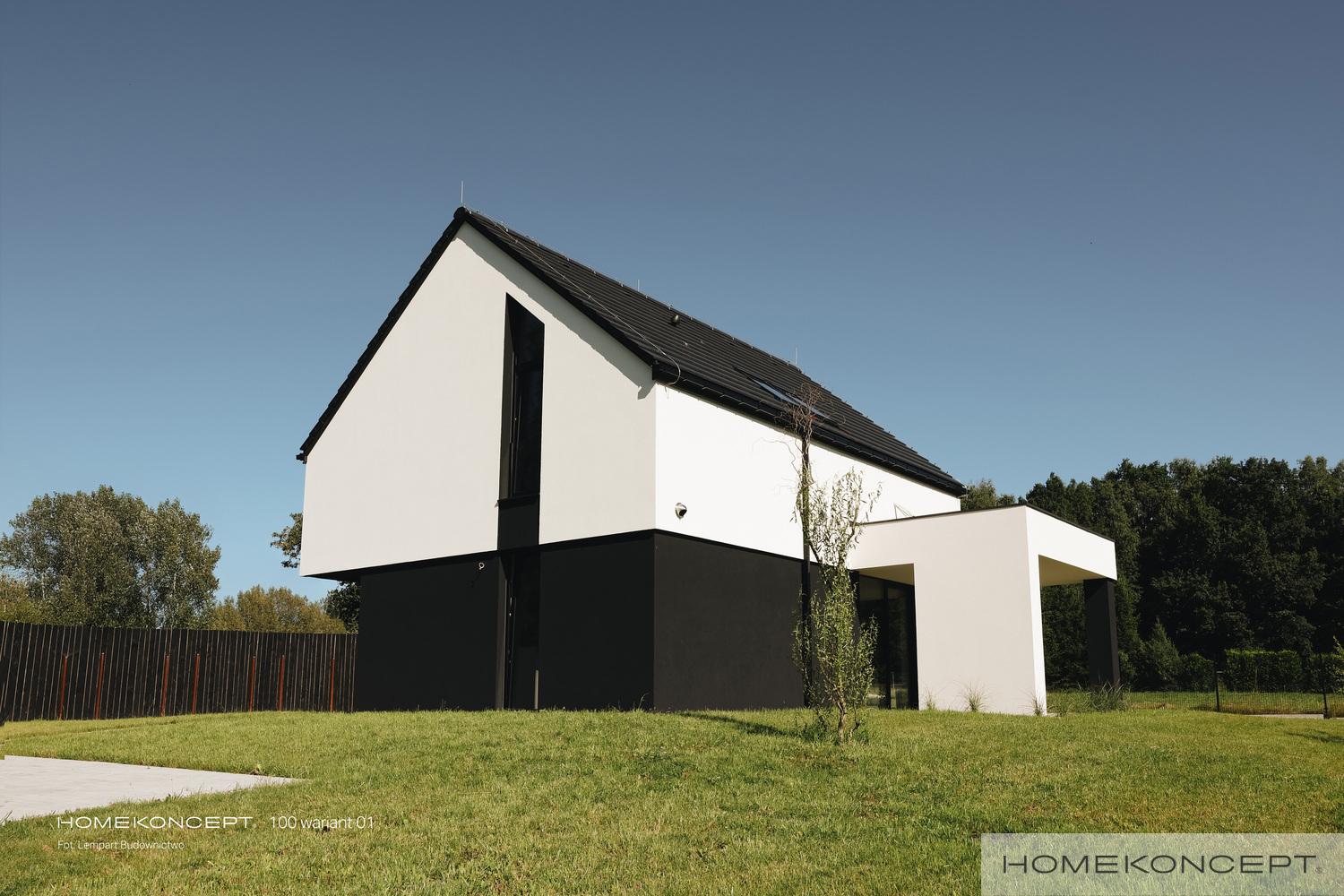 Realizacja budowy projektu domu z poddaszem homekoncept 100 wariant 01.