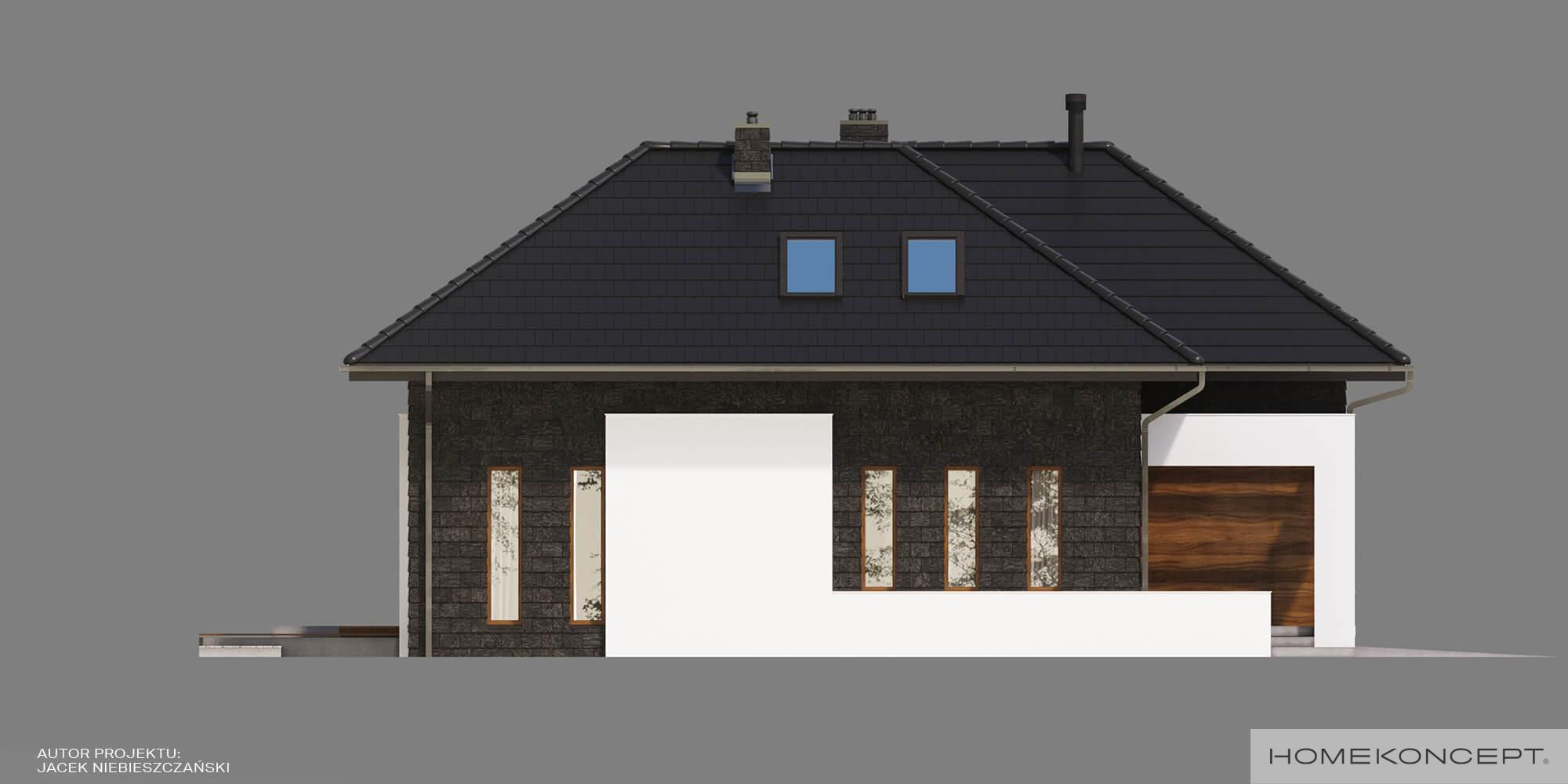 Projekt domu jednorodzinnego homekoncept 13 en - widok na elewację boczną.