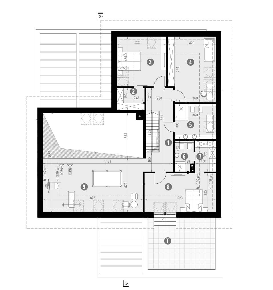 Projekt domu z poddaszem homekoncept 28 - powierzchnia drugiej kondygnacji.