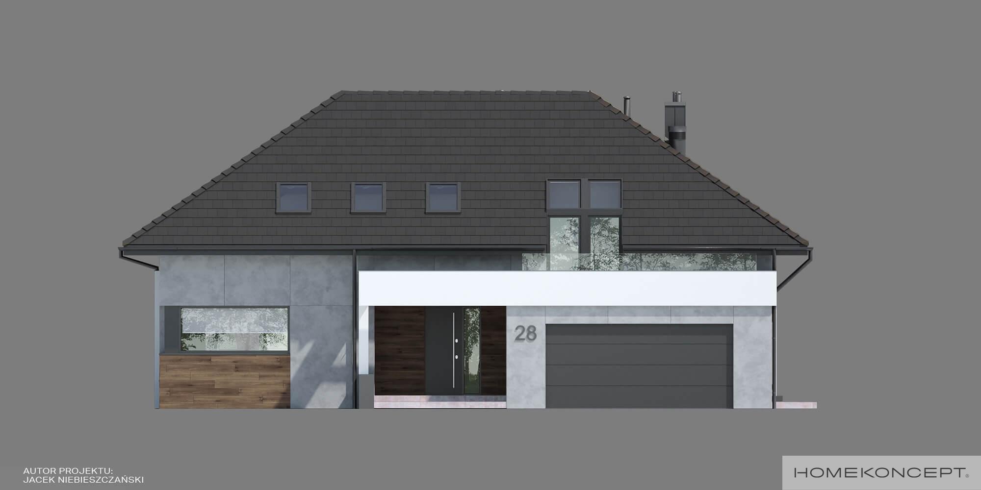 Projekt domu z antresolą homekoncept 28 - widok na strefę wejściową.