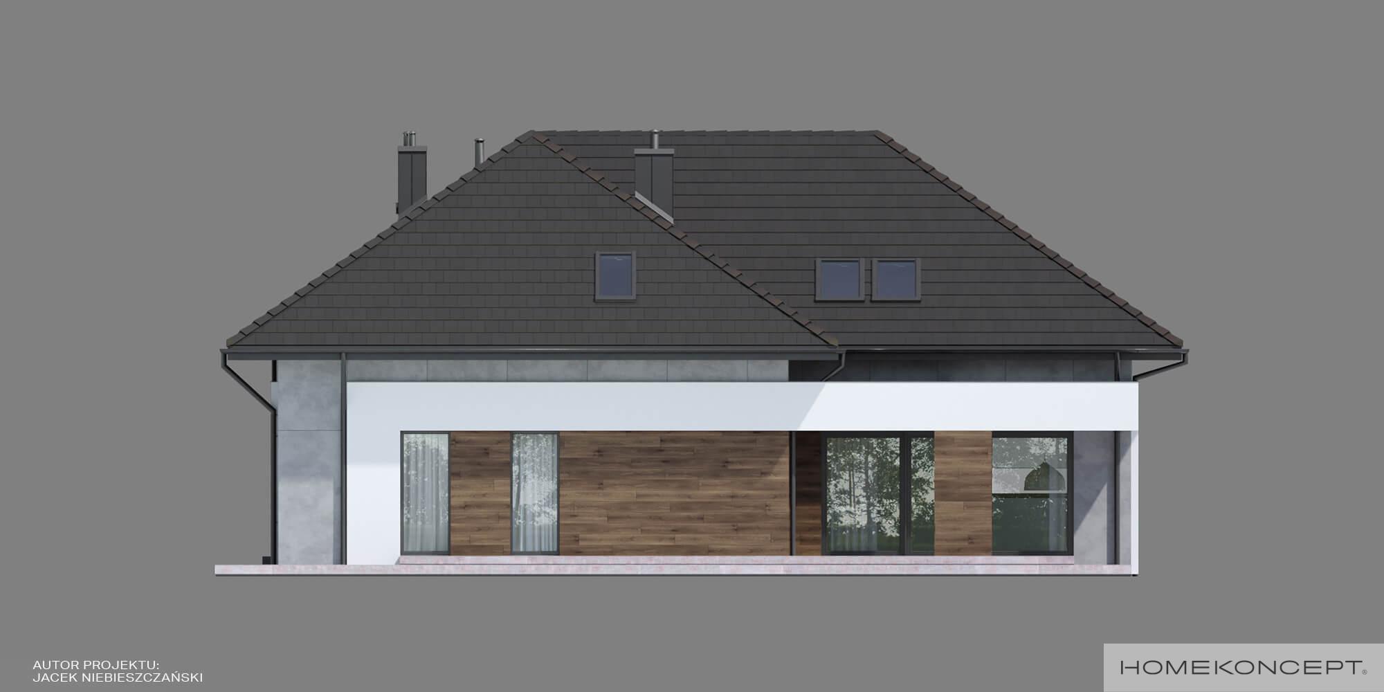 Projekt domu z antresolą homekoncept 28 - widok na ogród.