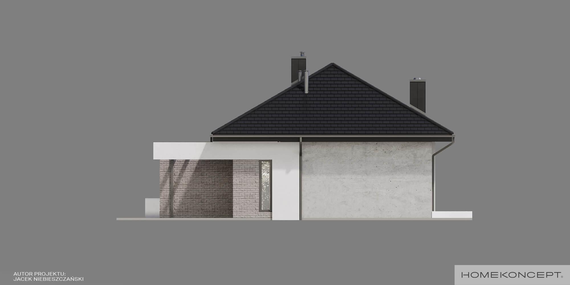 Gotowy projekt domu homekoncept 38 - ściana boczna z tynku silikonowego.