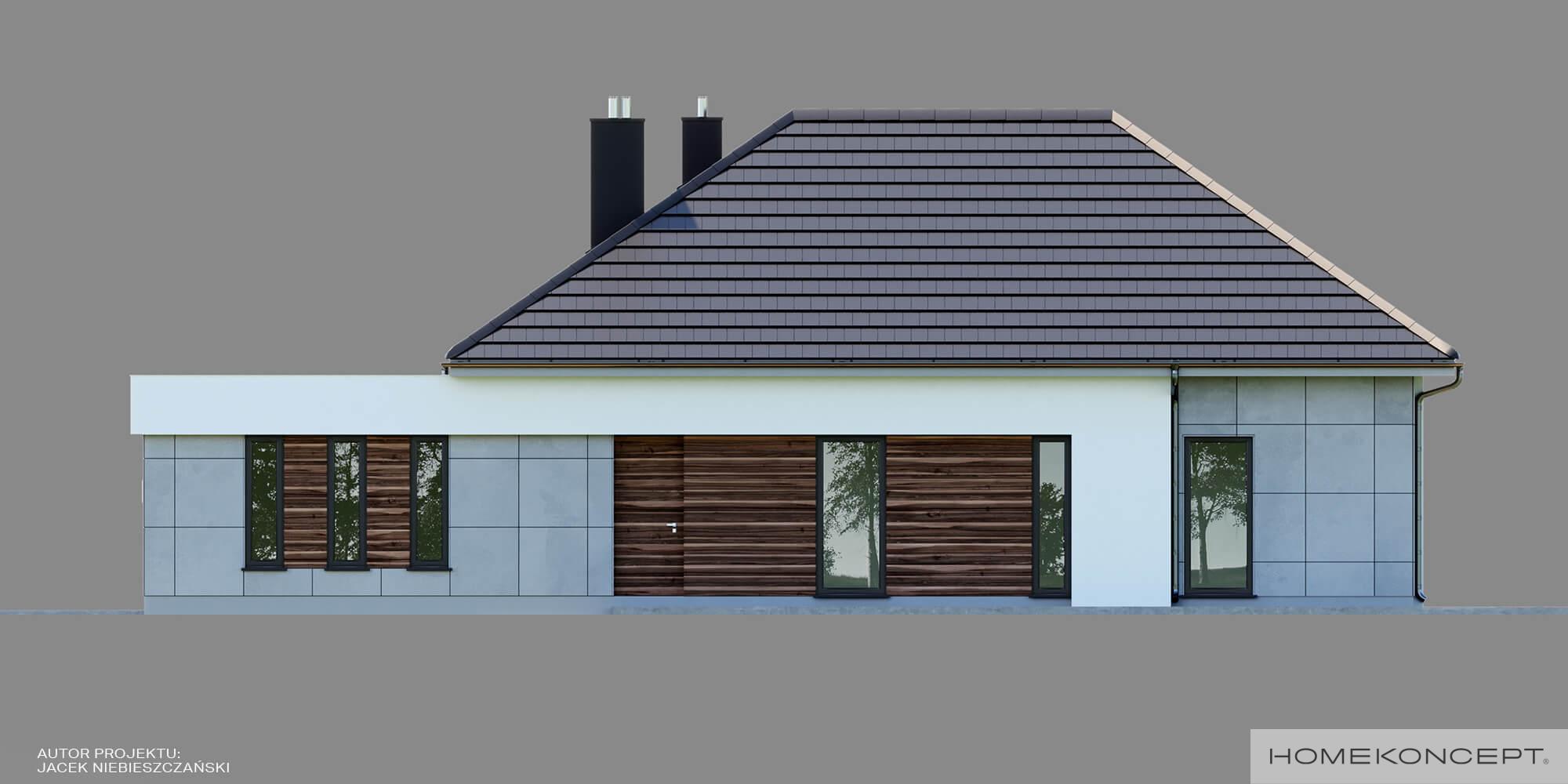 Gotowy projekt domu homekoncept 43 - płyty betonowe na elewacji bocznej.