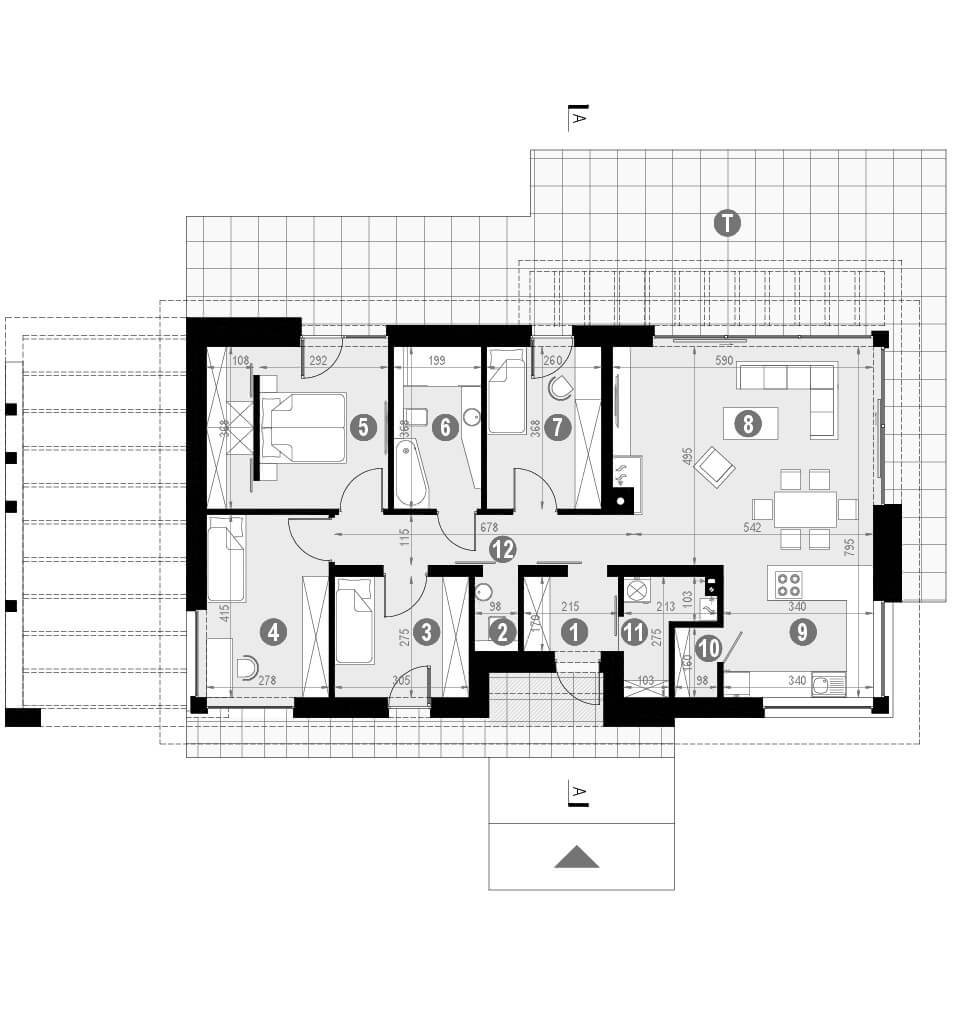 Projekt domu nowoczesnego homekoncept 45 - rzut parteru.