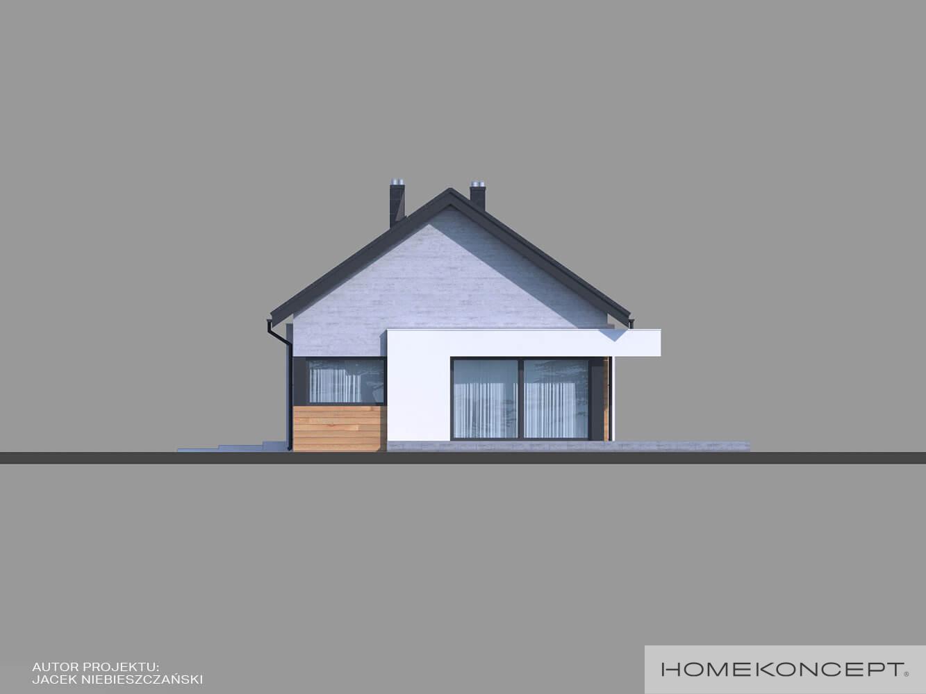 Projekt domu nowoczesnego homekoncept 45 - widok na elewację boczną.