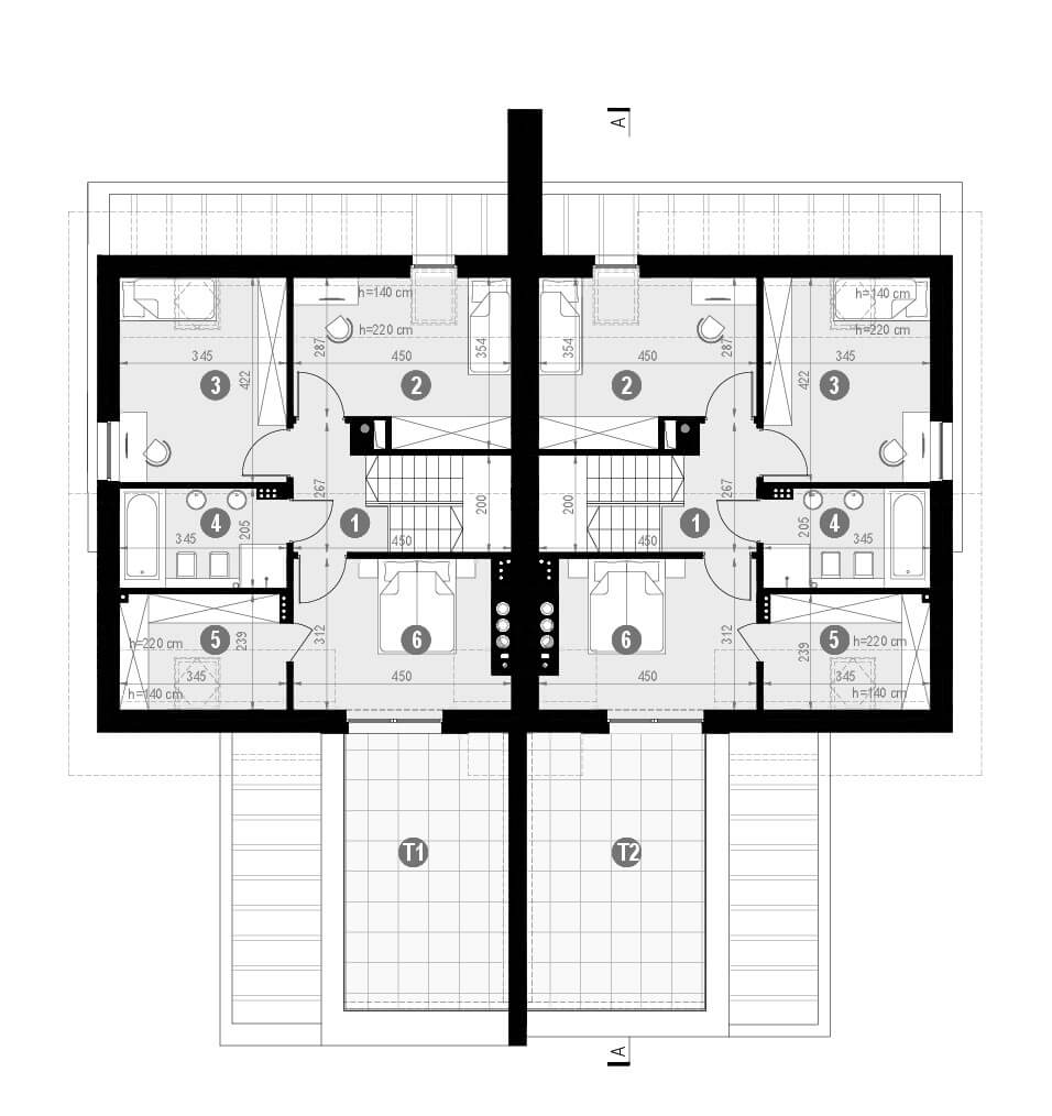 Projekt domu w zabudowie bliźniaczej homekoncept 47 b - rzut poddasza.