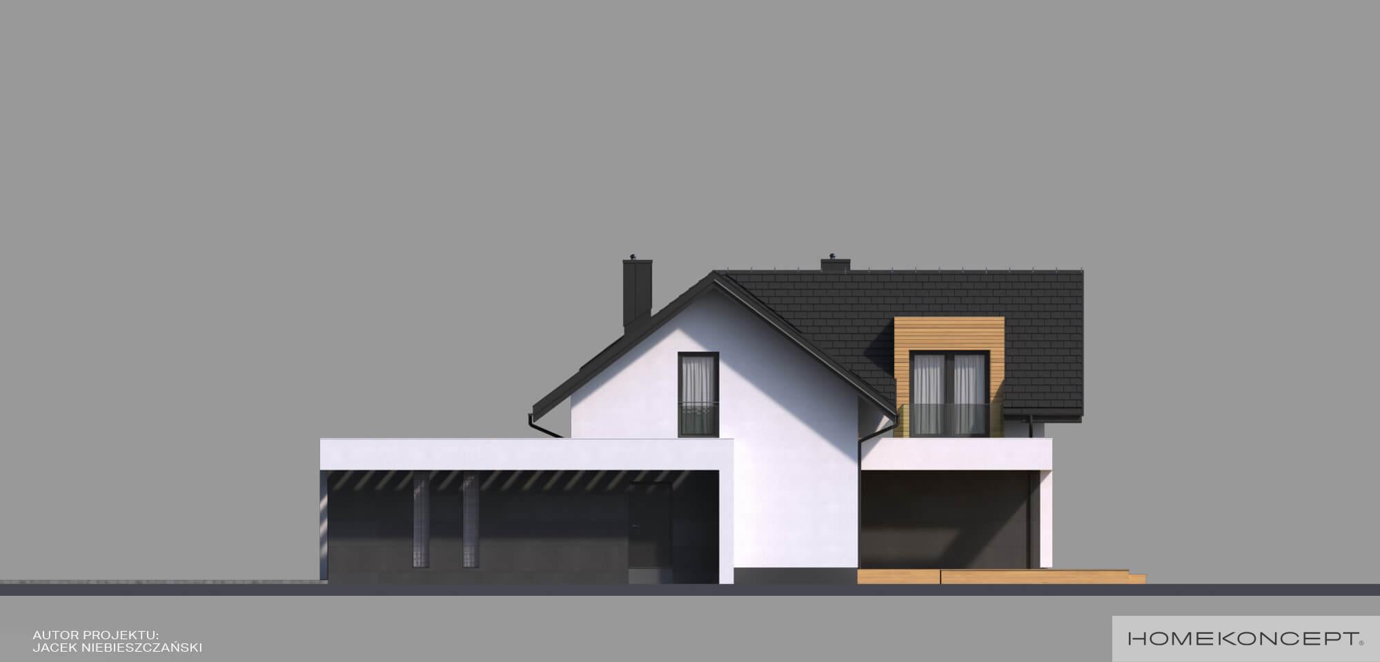 Projekt domu z poddaszem homekoncept 49 - widok elewacji bocznej.