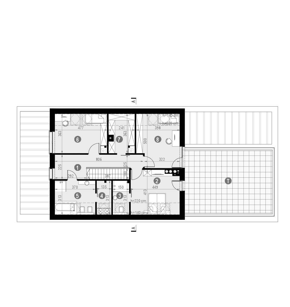 Projekt domu nowoczesnego z tarasem homekoncept 50 - rzut poddasza.