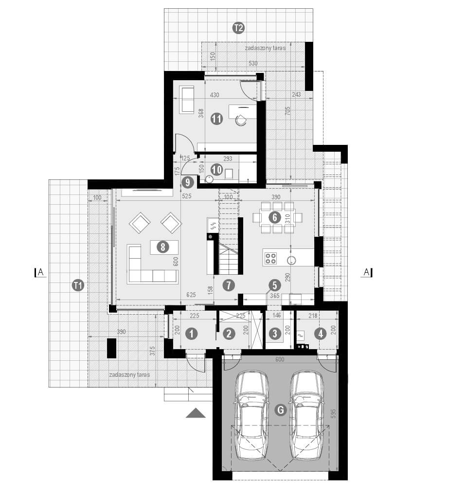Projekt domu z poddaszem homekoncept 51 - widok parteru.