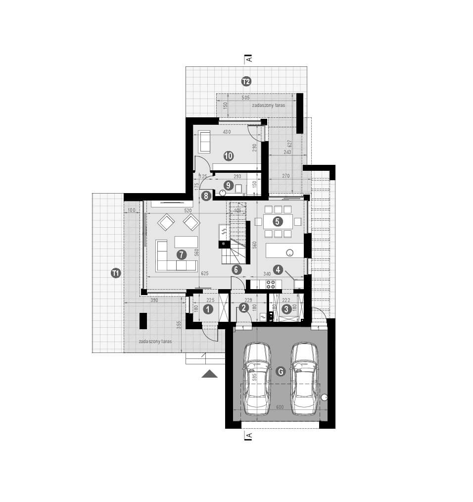 Projekt domu z dachem dwuspadowym homekoncept 56 - rzut parteru.