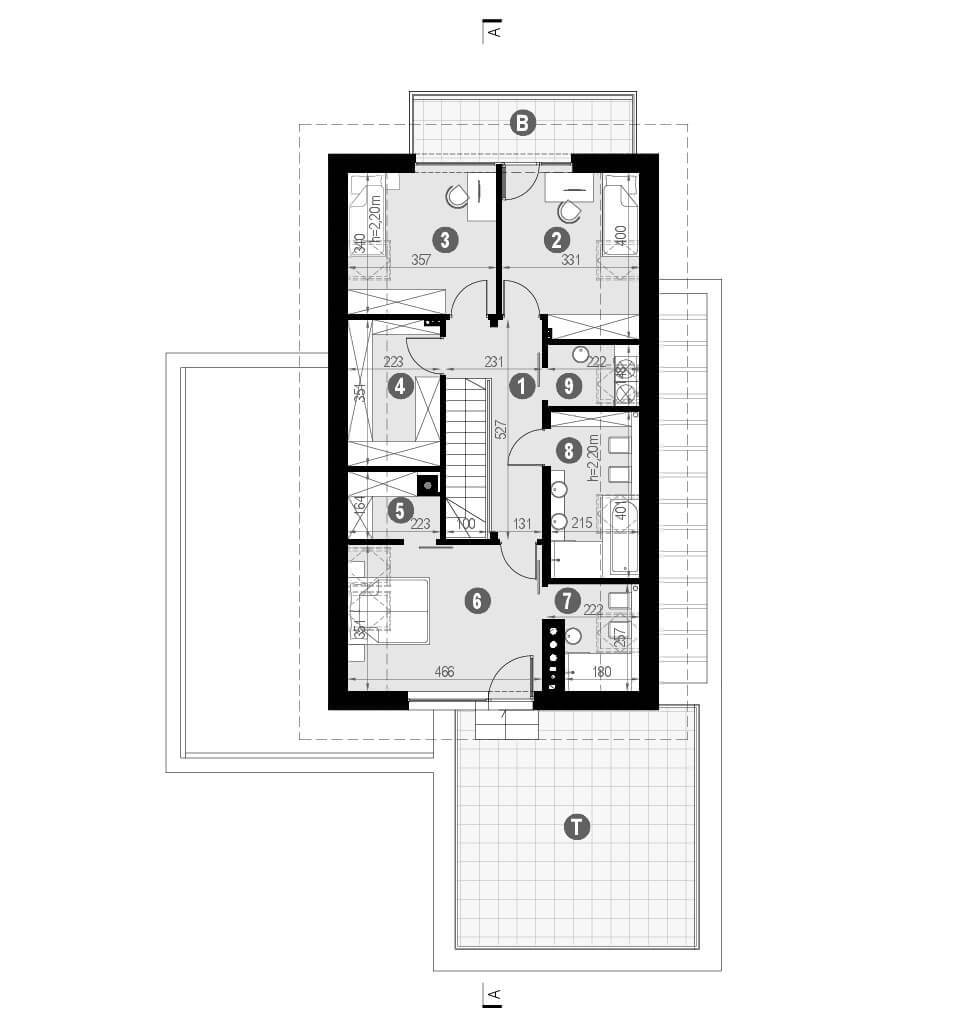 Projekt domu z garażem dwustanowiskowym homekoncept 56 - rzut poddasza.