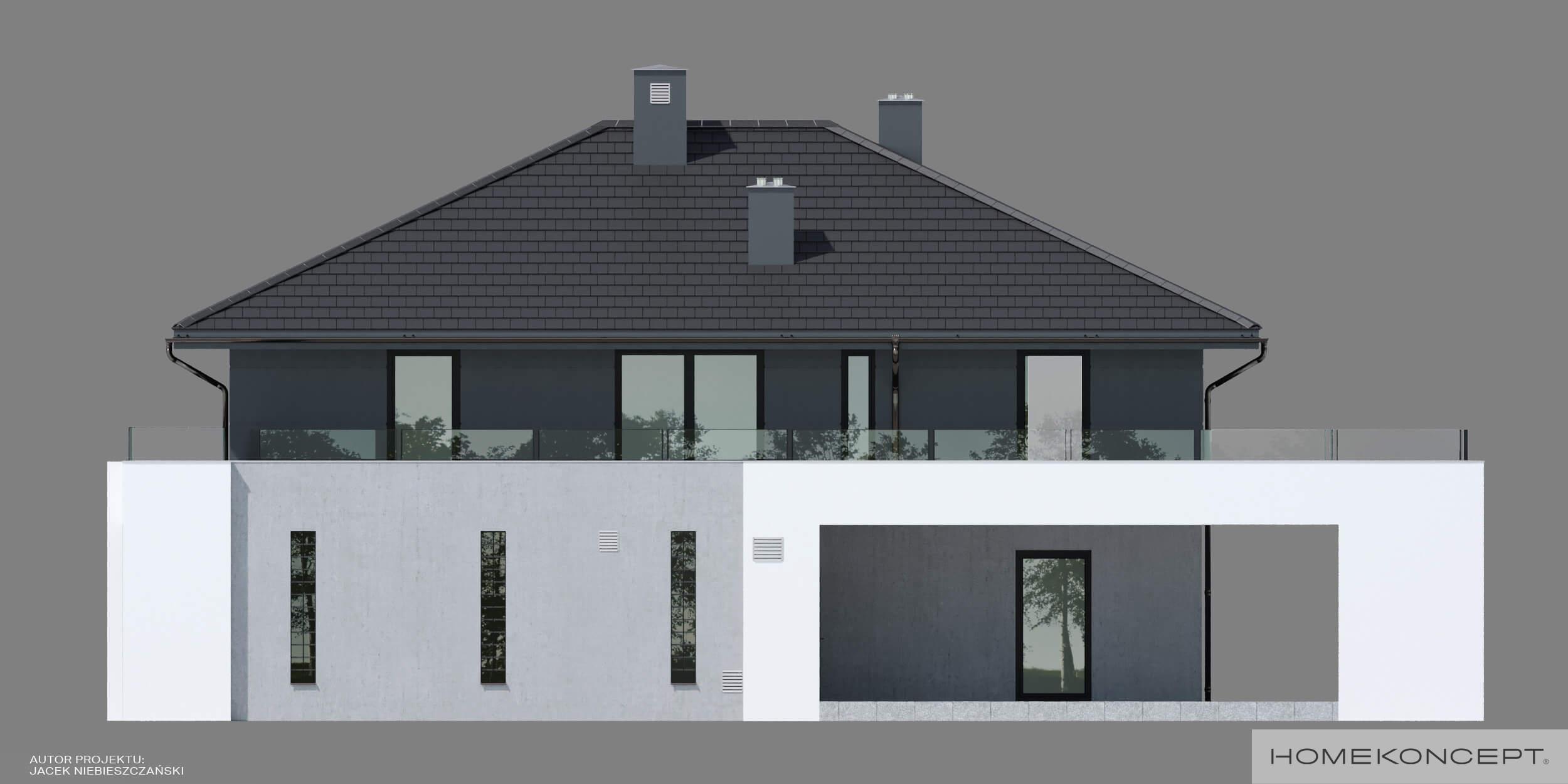 Projekt willi homekoncept 60 - widok elewacji bocznej.