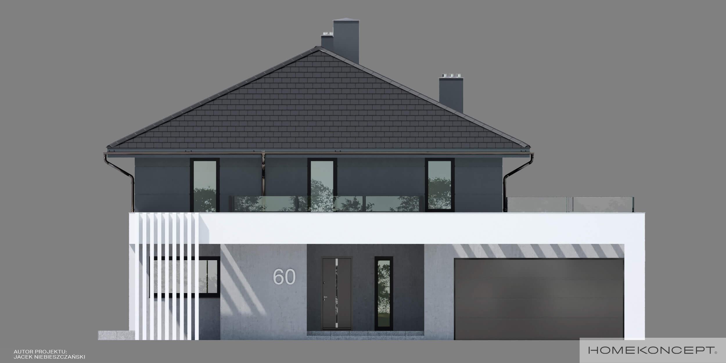 Projekt domu 200m2 homekoncept 60 - widok frontu budynku.