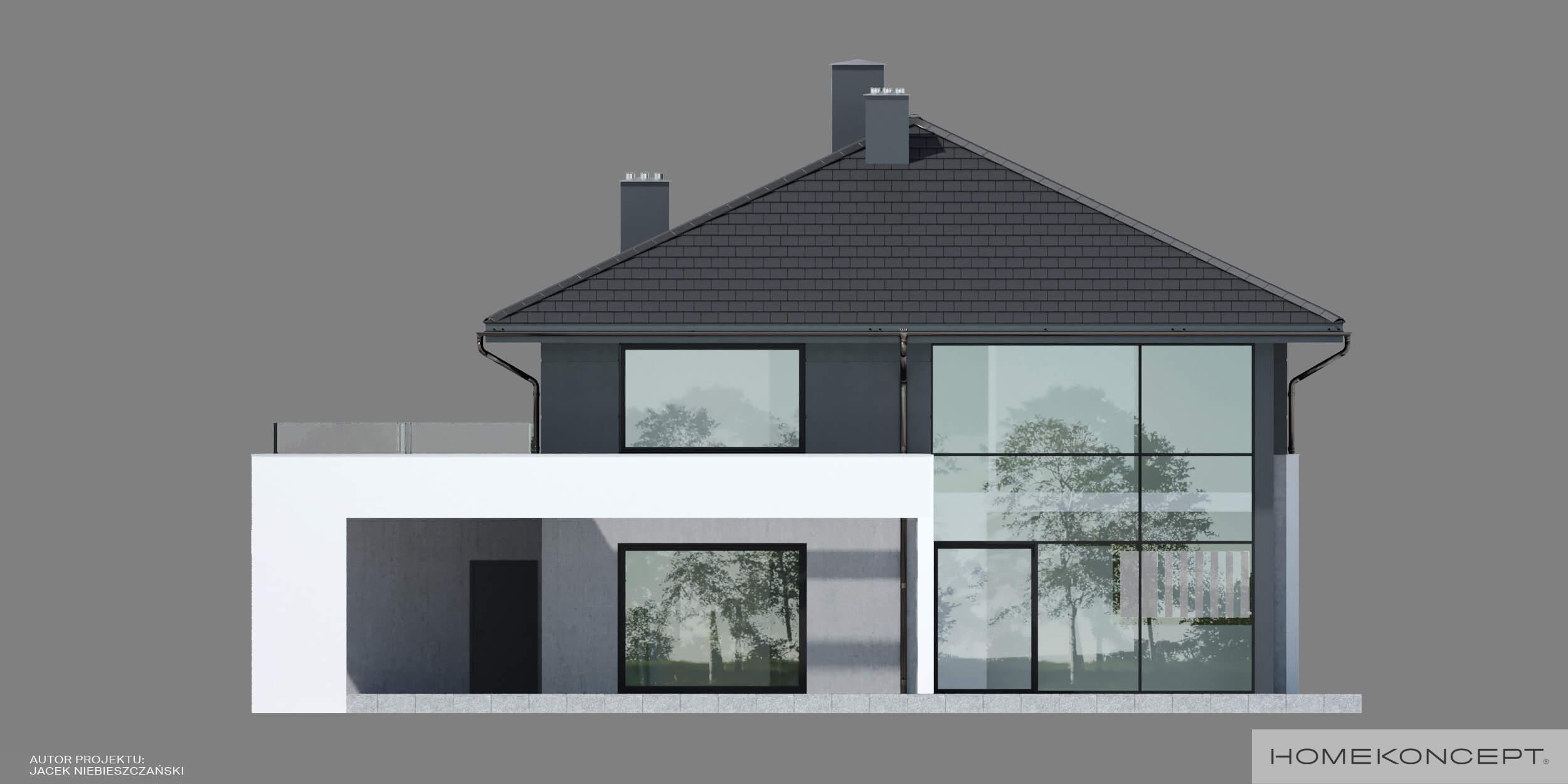 Projekt domu 200m2 homekoncept 60 - widok strefy ogrodowej.
