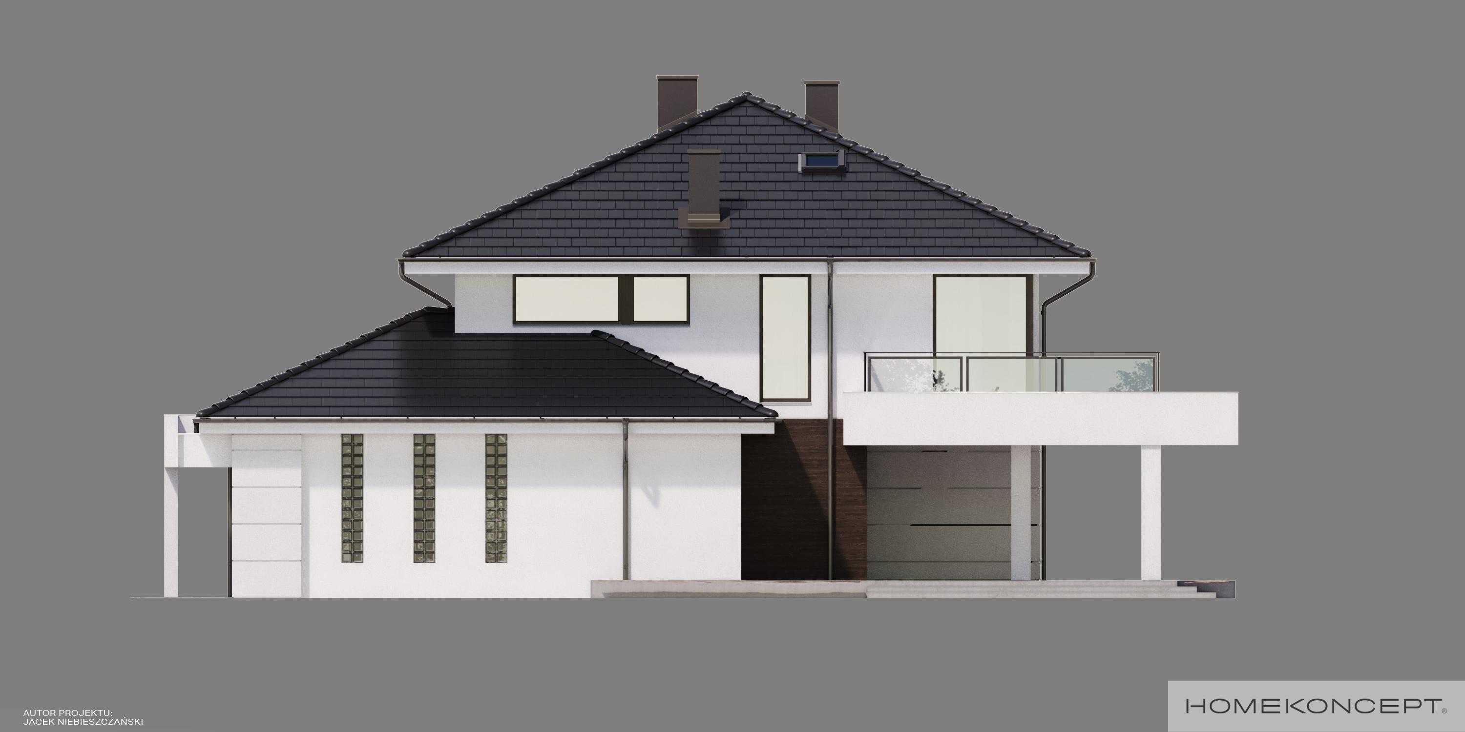 Elewacja boczna energooszczdnego projektu domu HOMEKONCEPT 64