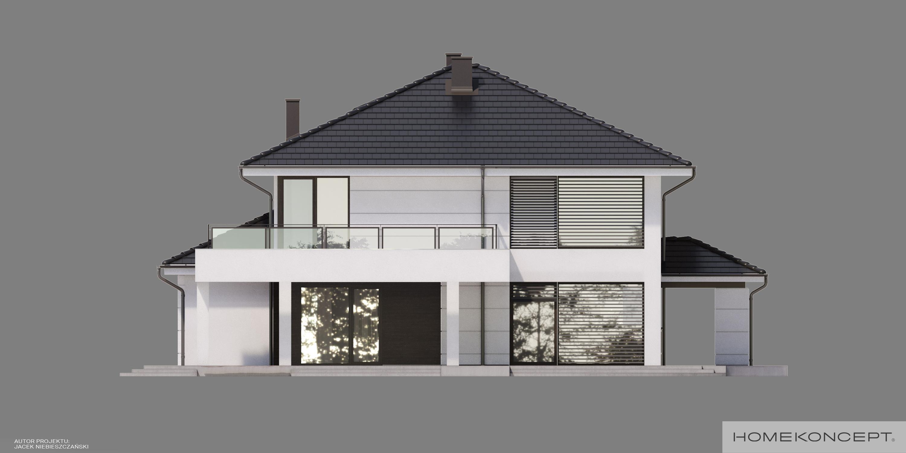 Elewacja ogrodowa w projekcie domu HOMEKONCEPT 64