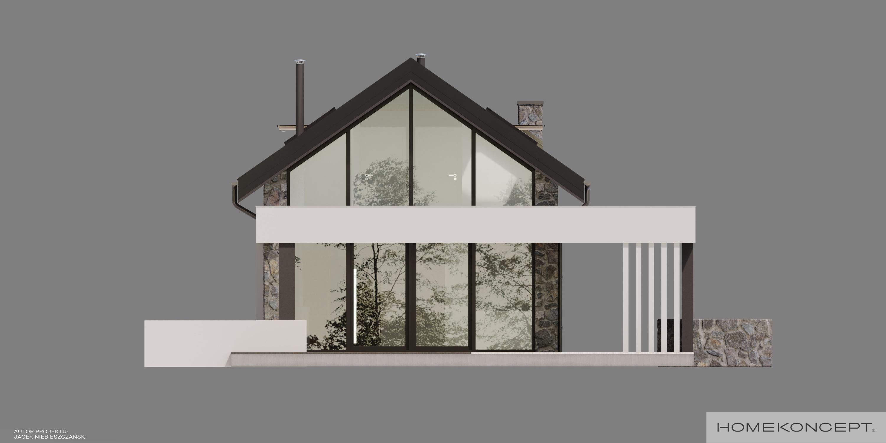 Elewacja ogrodowa w projekcie domu HOMEKONCEPT 65