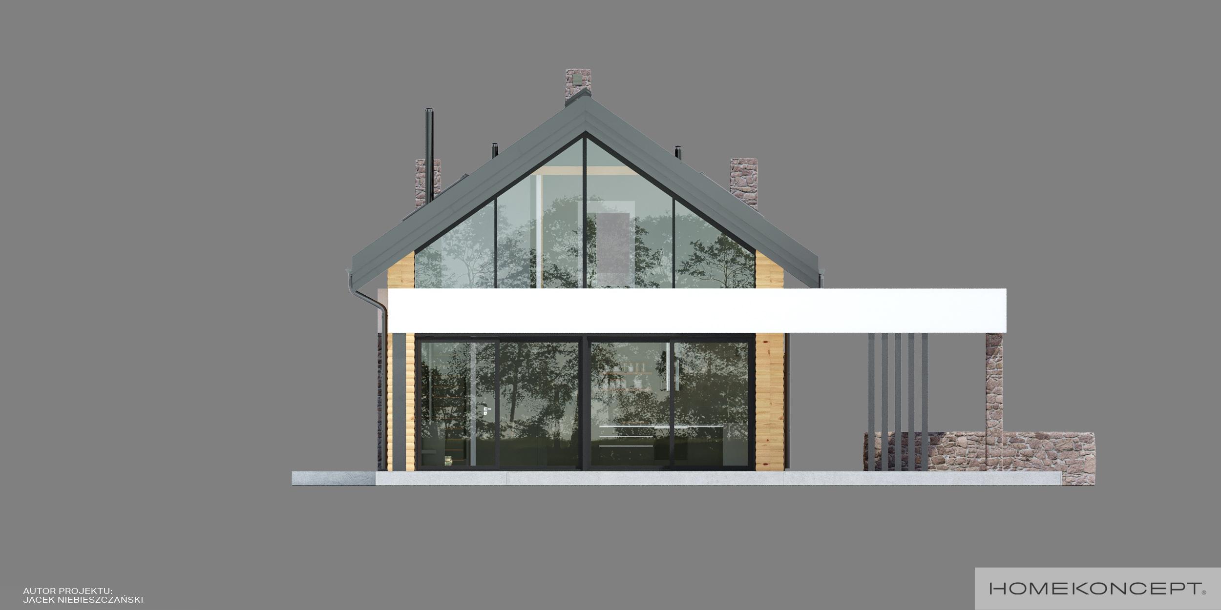 Elewacja ogrodowa w projekcie domu HOMEKONCEPT 66