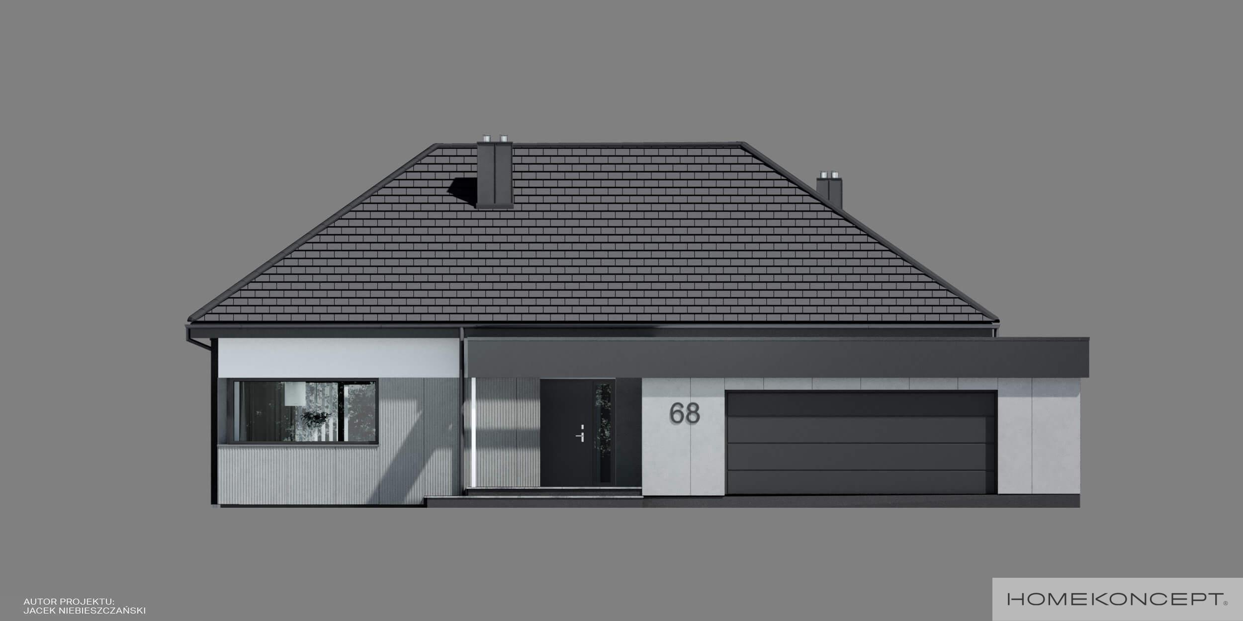 Projekt domu z tarasem homekoncept 68 - widok frontu budynku.