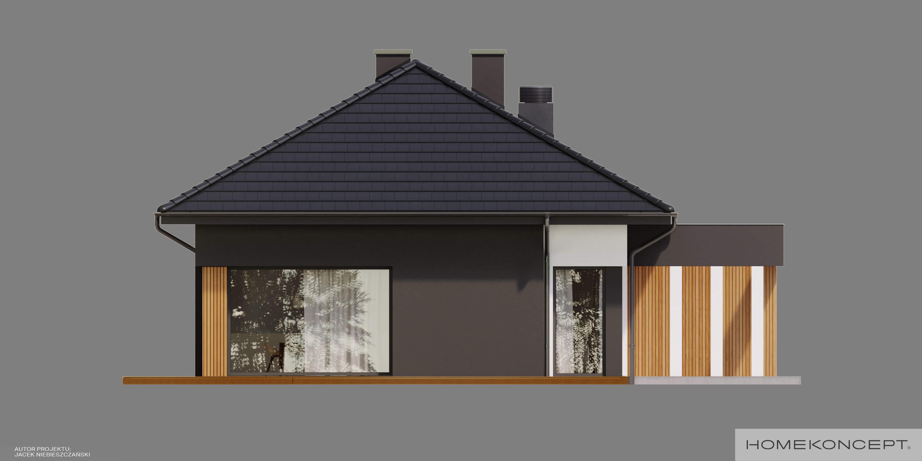 Projekt domu dla dewelopera homekoncept 69 - widok elewacji bocznej.
