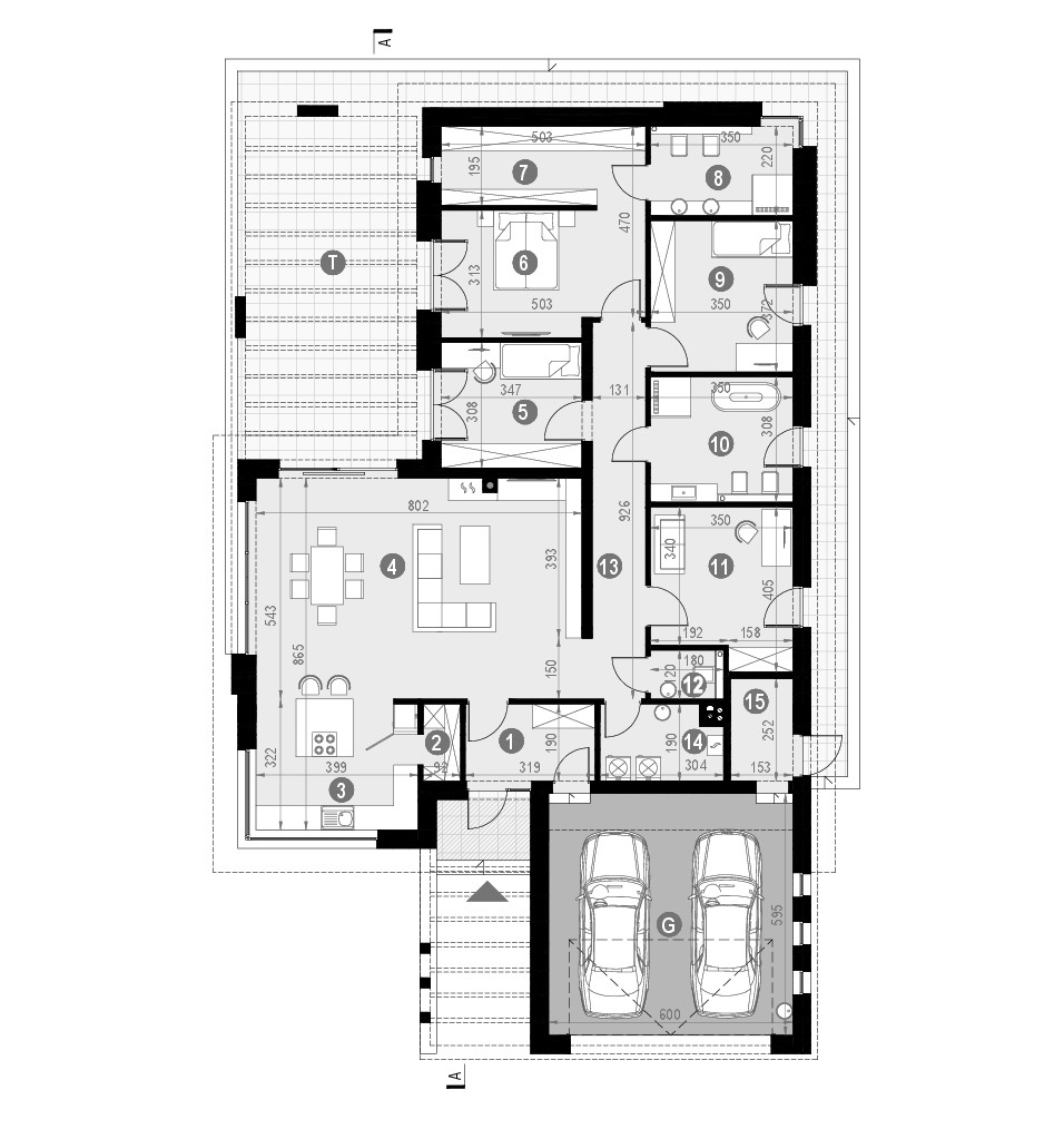 Projekt domu parterowego homekoncept 70 - widok parteru.