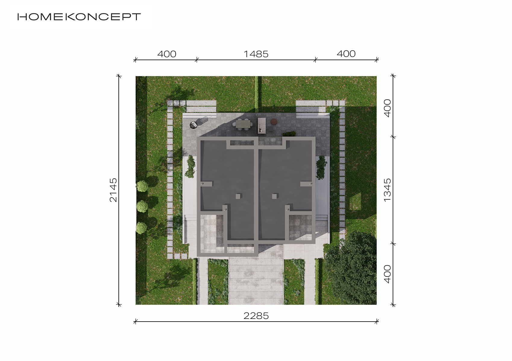 Projekt domu jednorodzinnego homekoncept 75 b - usytuowanie domu na działce.
