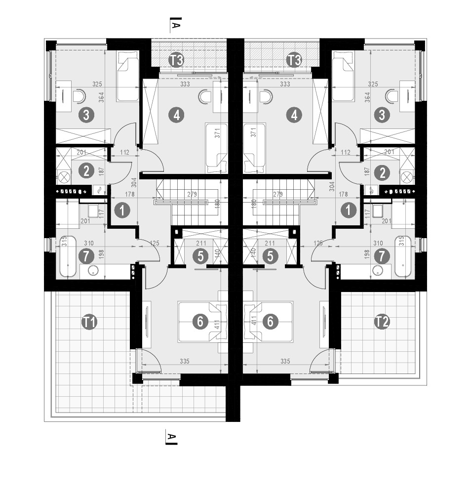 Projekt domu piętrowego homekoncept 75 b - widok na pomieszczenia górnej kondygnacji.