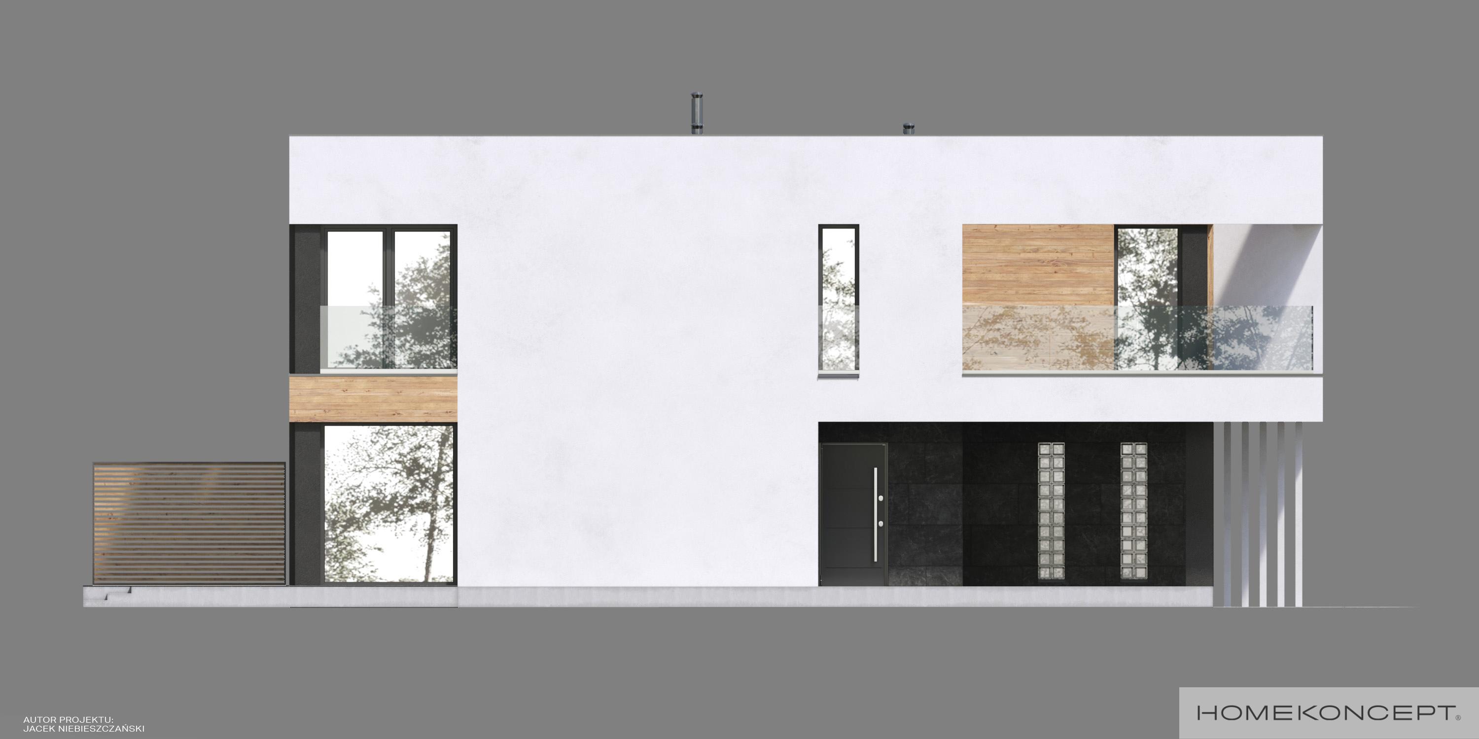 Projekt domu piętrowego homekoncept 75 b - elewacja boczna bliźniaka.
