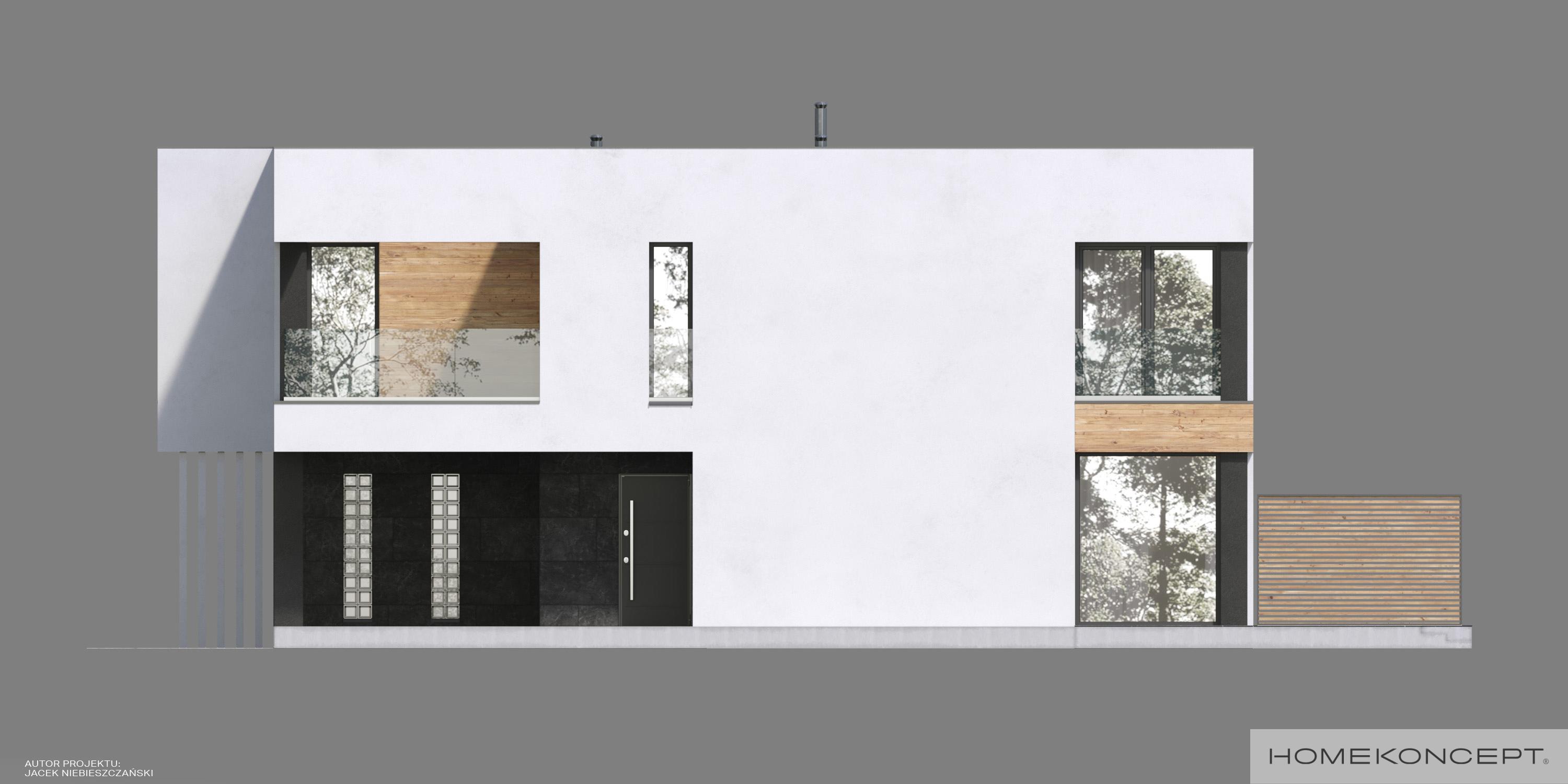 Projekt domu piętrowego homekoncept 75 b - elewacja boczna bliźniaka.
