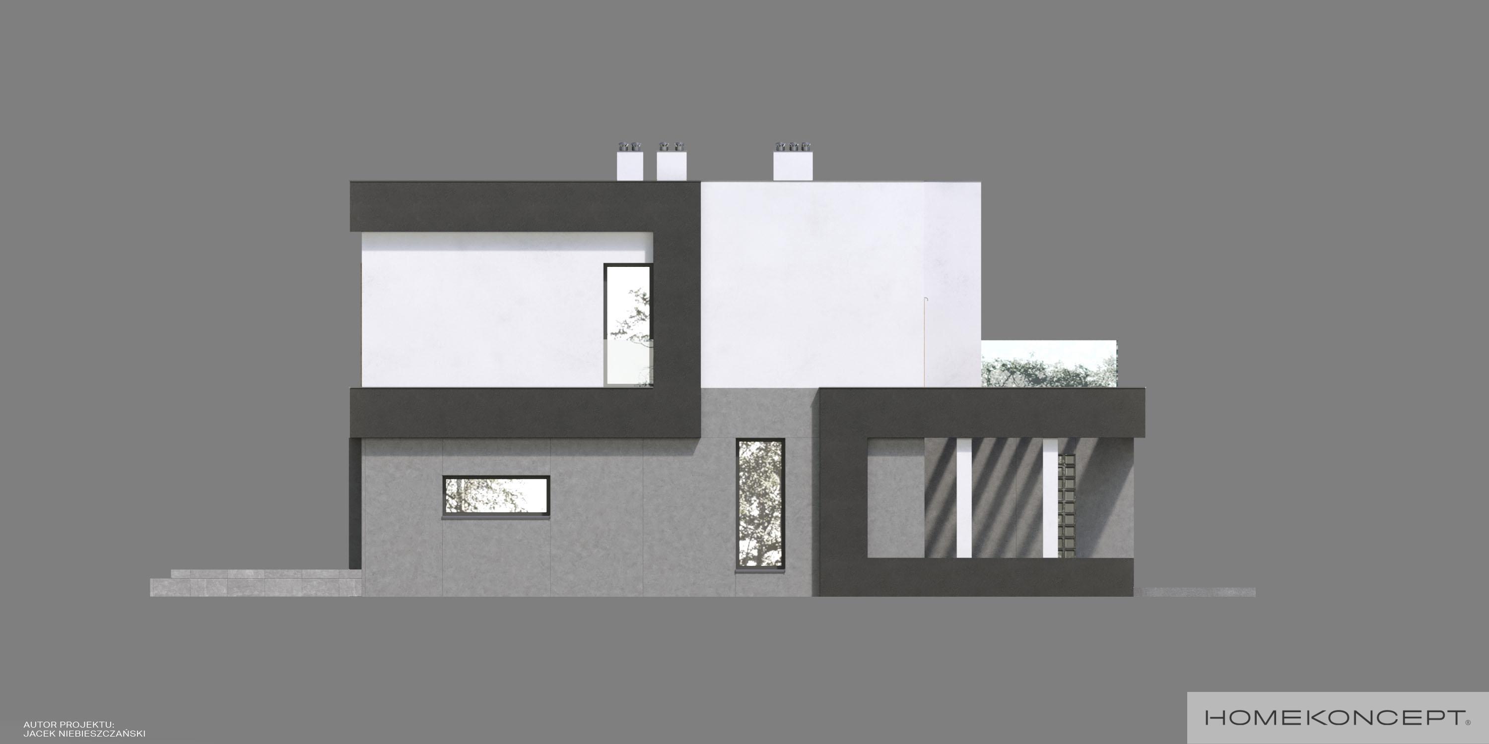 Projekt domu piętrowego homekoncept 76 d - widok elewacji bocznej.