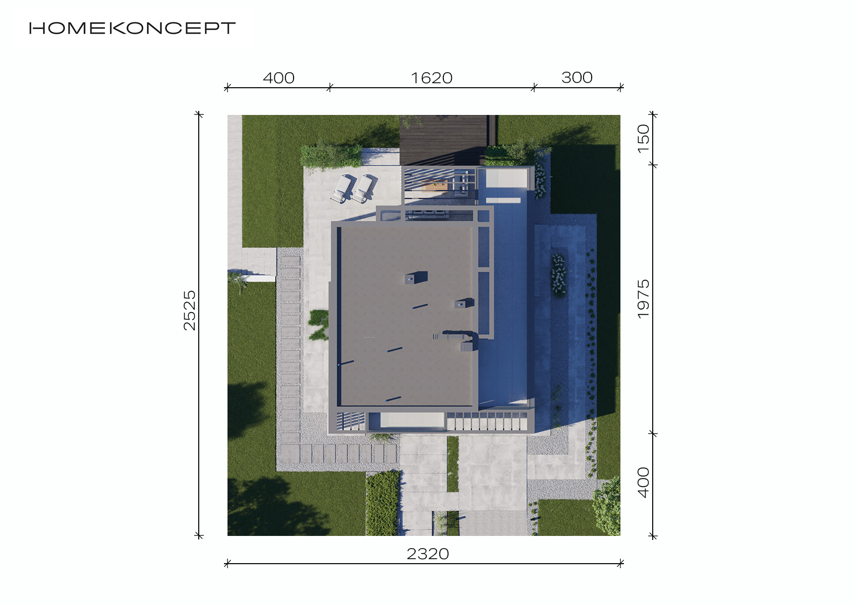 Zagospodarowanie terenu w domu rezydencyjnym HOMEKONCEPT 83 – gotowy projekt