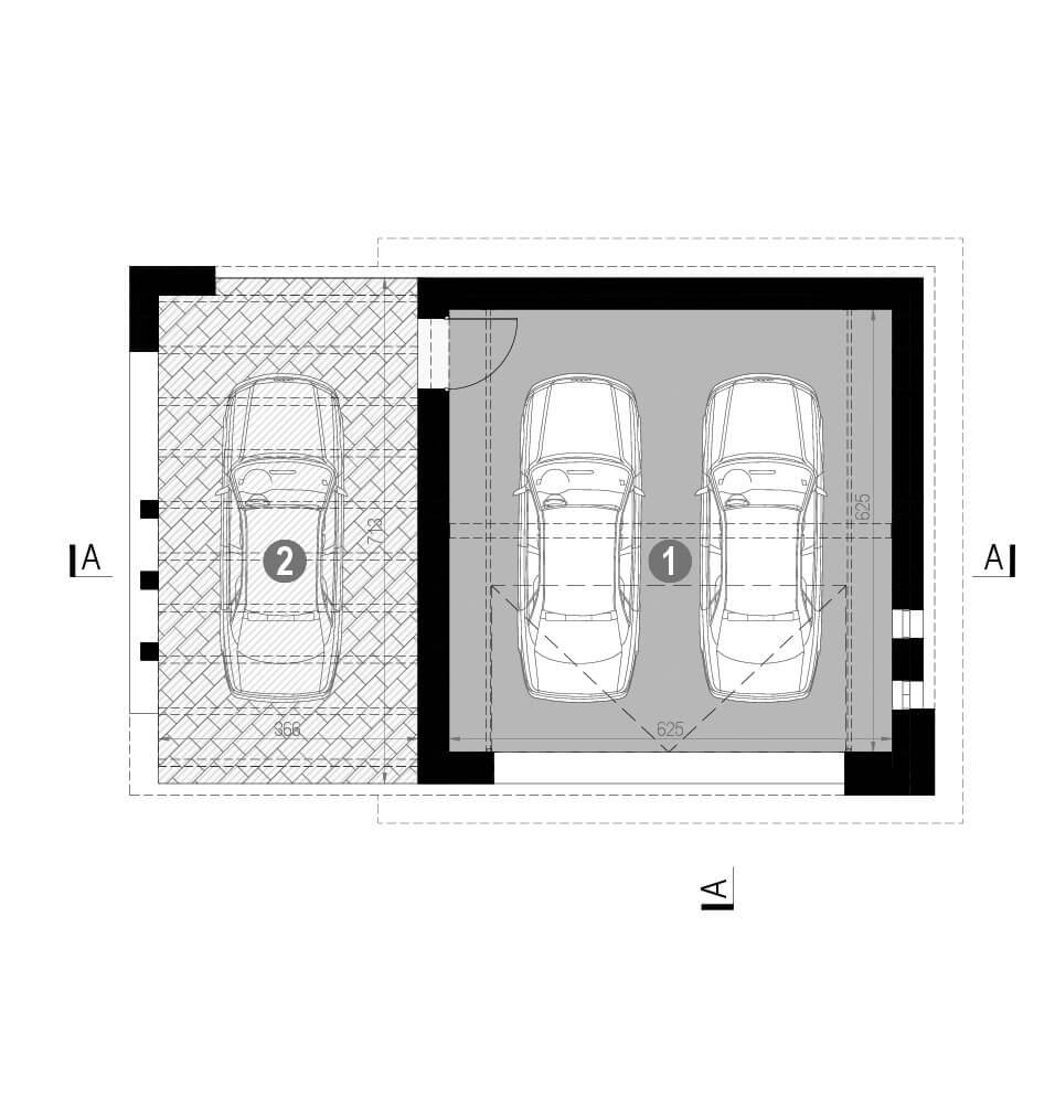 Projekt garażu z wiatą homekoncept g 01 - plan garażu.