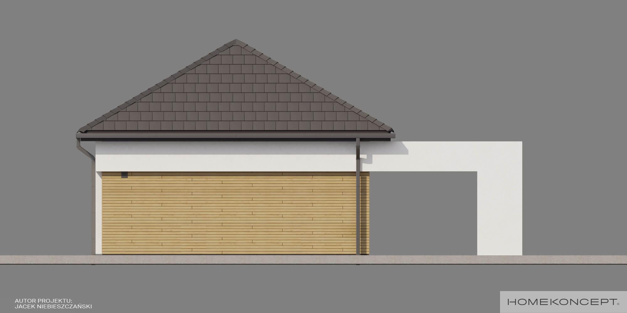 Gotowy projekt garażu homekoncept g 01 - widok elewacji bocznej.