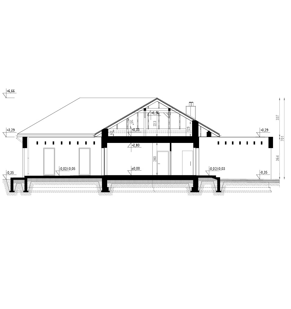 Przekrój projektu domu HOMEKONCEPT 26 wariant 2