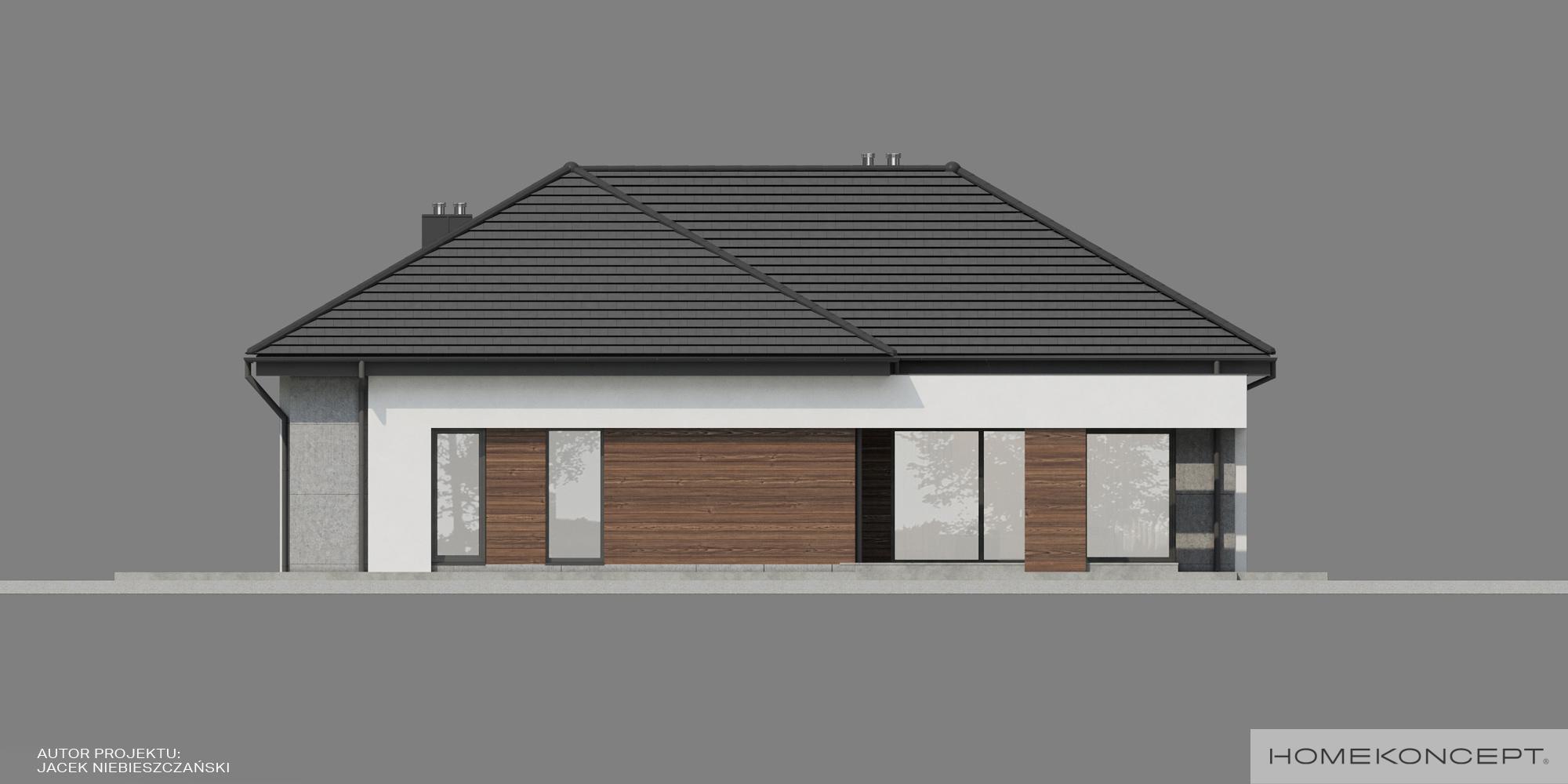 Elewacja ogrodowa w projekcie domu HOMEKONCEPT 26 wariant 2