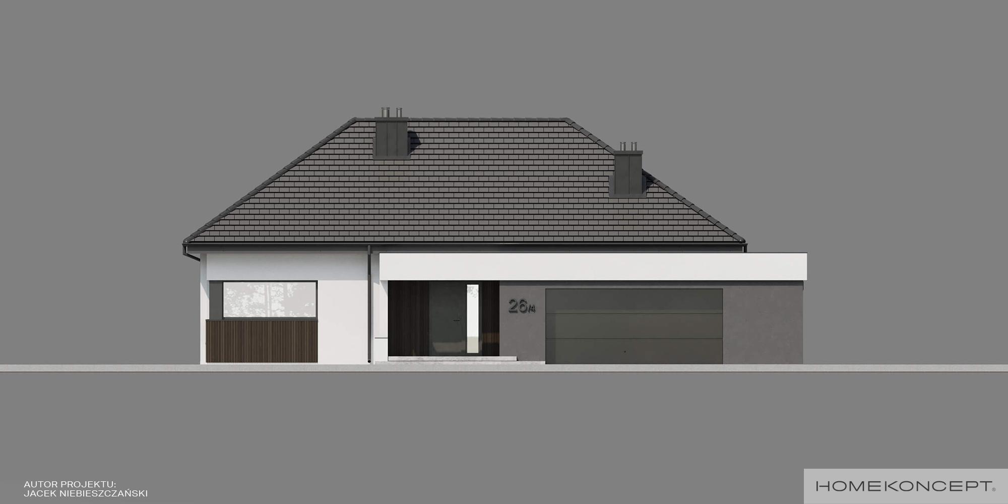 Projekt domu HOMEKONCEPT 26 wariant 4 – elewacja frontowa
