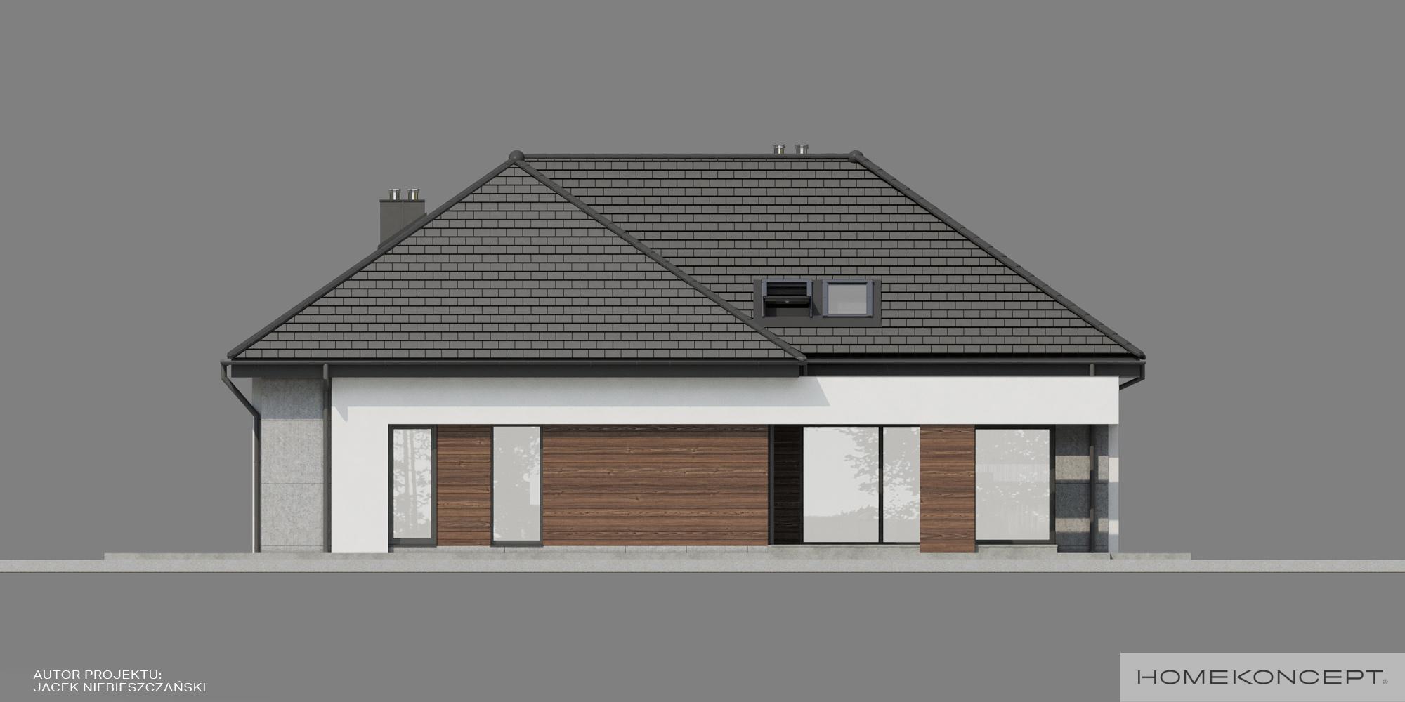 Elewacja ogrodowa w projekcie domu HOMEKONCEPT 26 wariant 3
