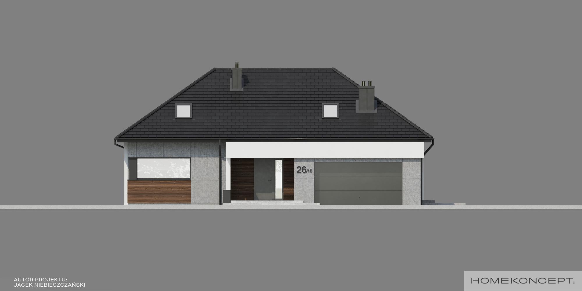 Projekt domu HOMEKONCEPT 26 wariant 10 – elewacja frontowa