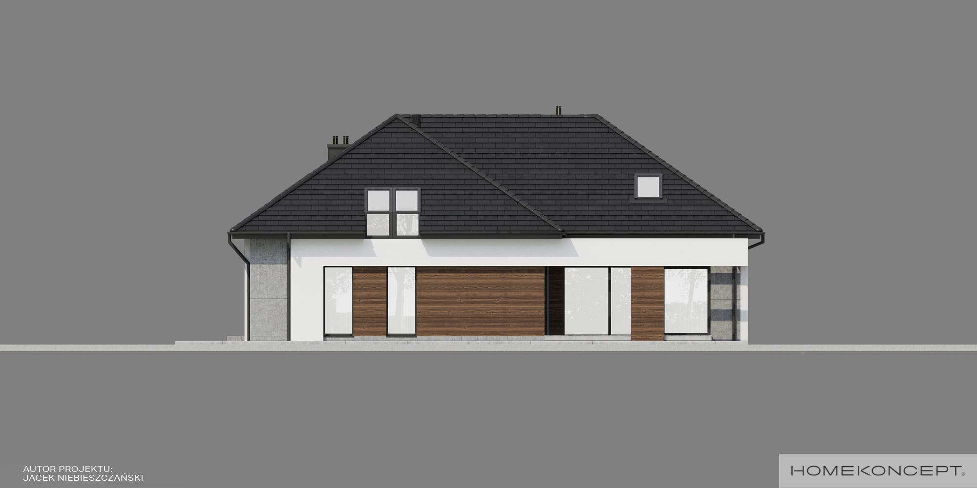 Elewacja ogrodowa w projekcie domu HOMEKONCEPT 26 wariant 10