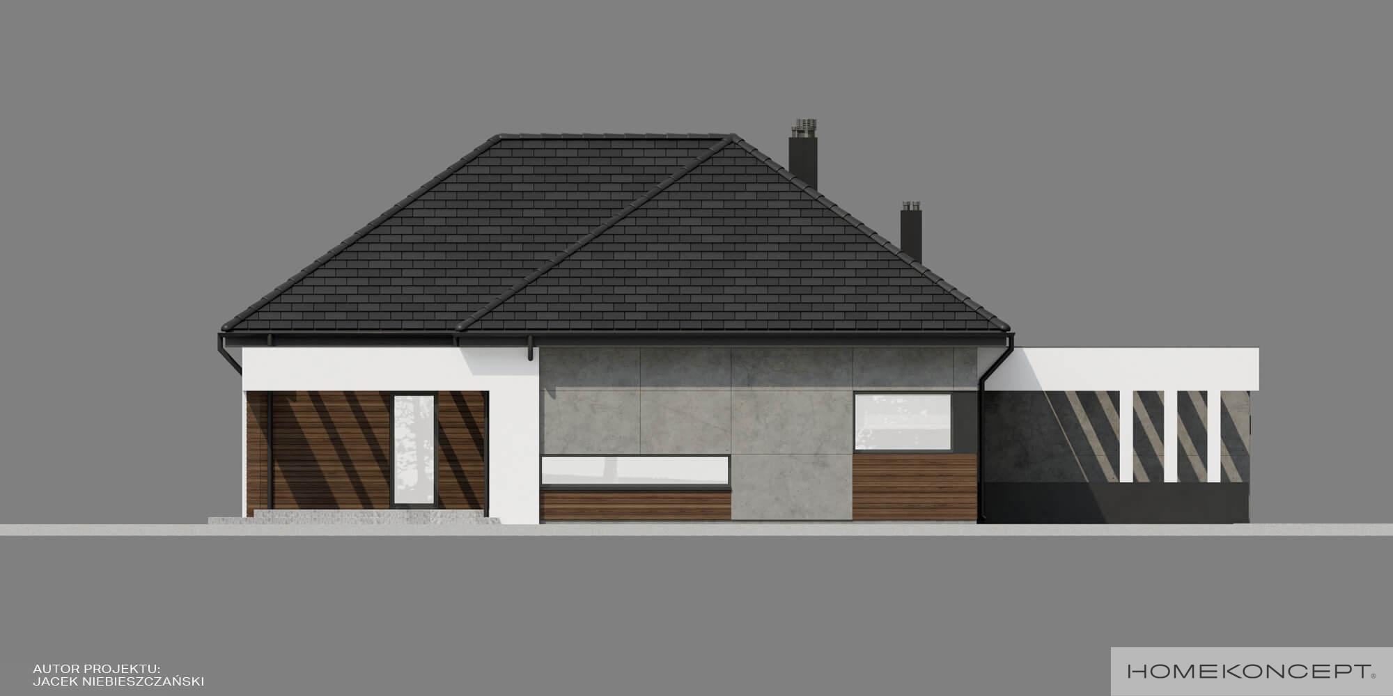 Projekt domu 150m2 homekoncept 31 wariant 02 - widok ściany bocznej.