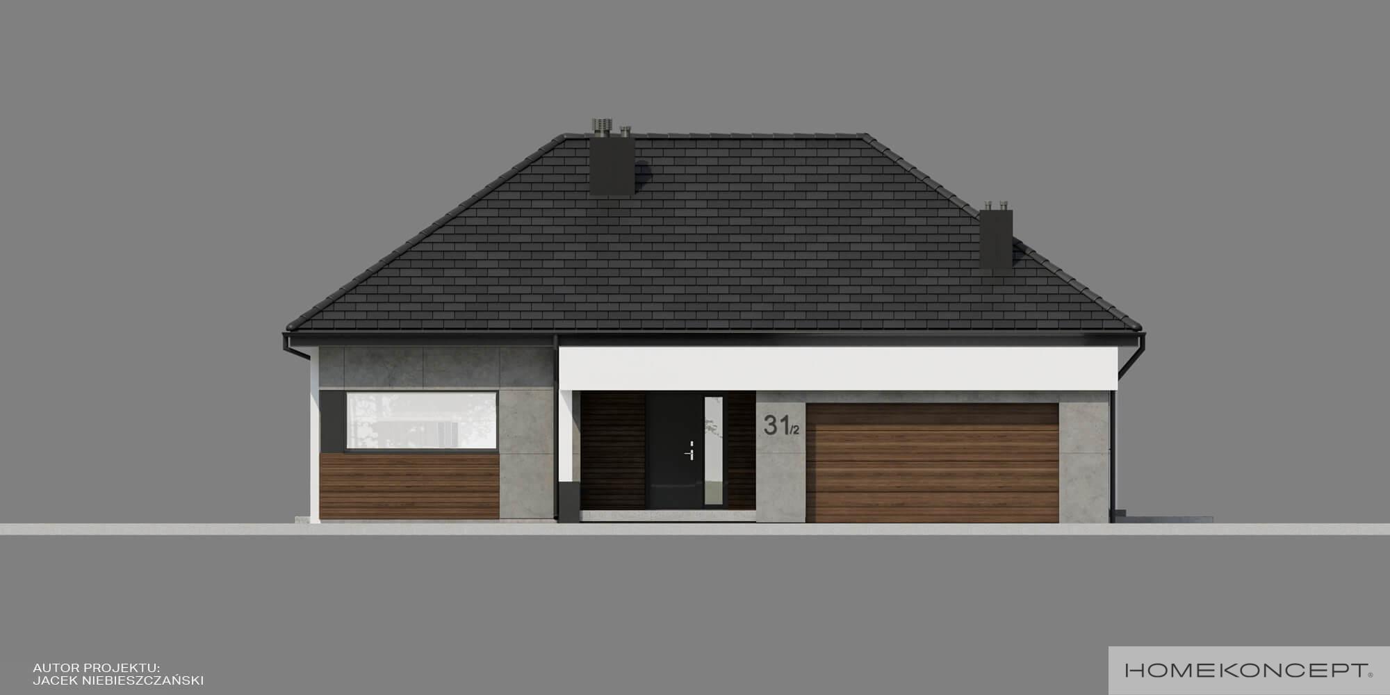 Projekt domu parterowego homekoncept 31 wariant 02 - widok frontu.