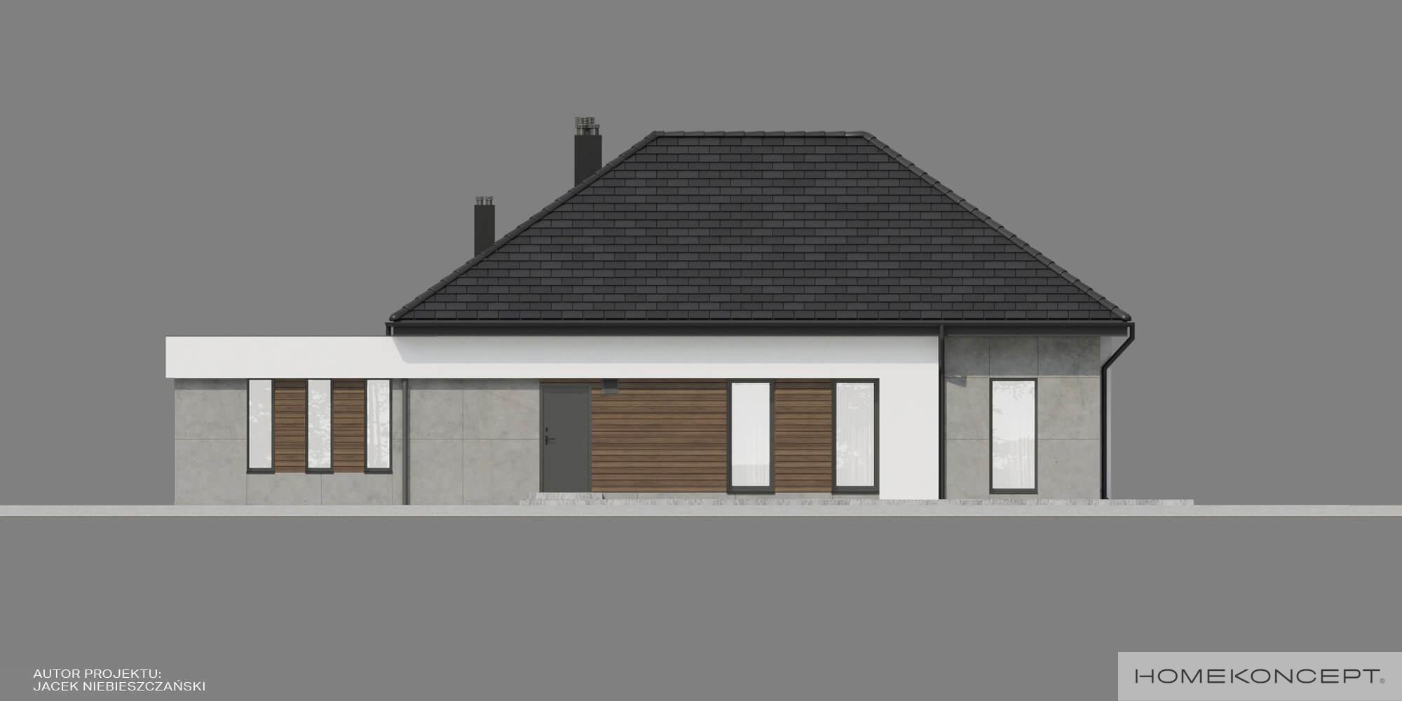 Gotowy projekt domu homekoncept 31 wariant 04 - elewacja ściany bocznej domu parterowego.