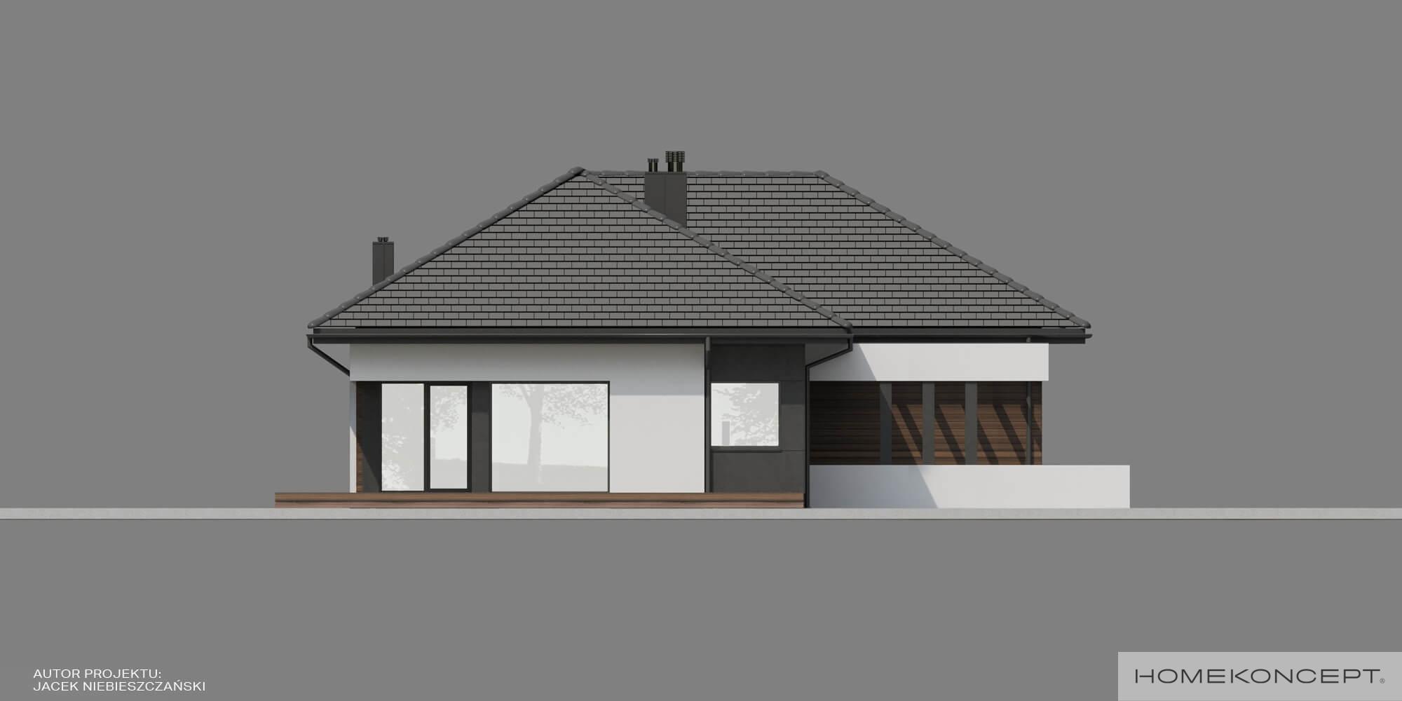 Projekt domu nowoczesnego homekoncept 36 wariant 01 - widok elewacji bocznej domu.