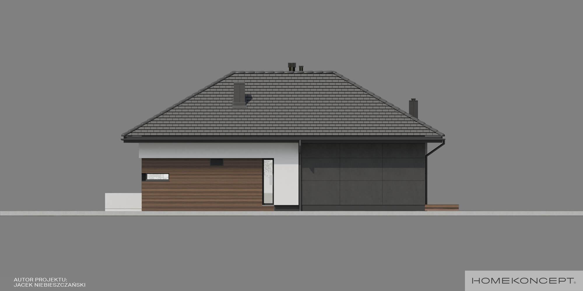 Projekt domu jednorodzinnego homekoncept 36 wariant 01 - widok ściany bocznej budynku.