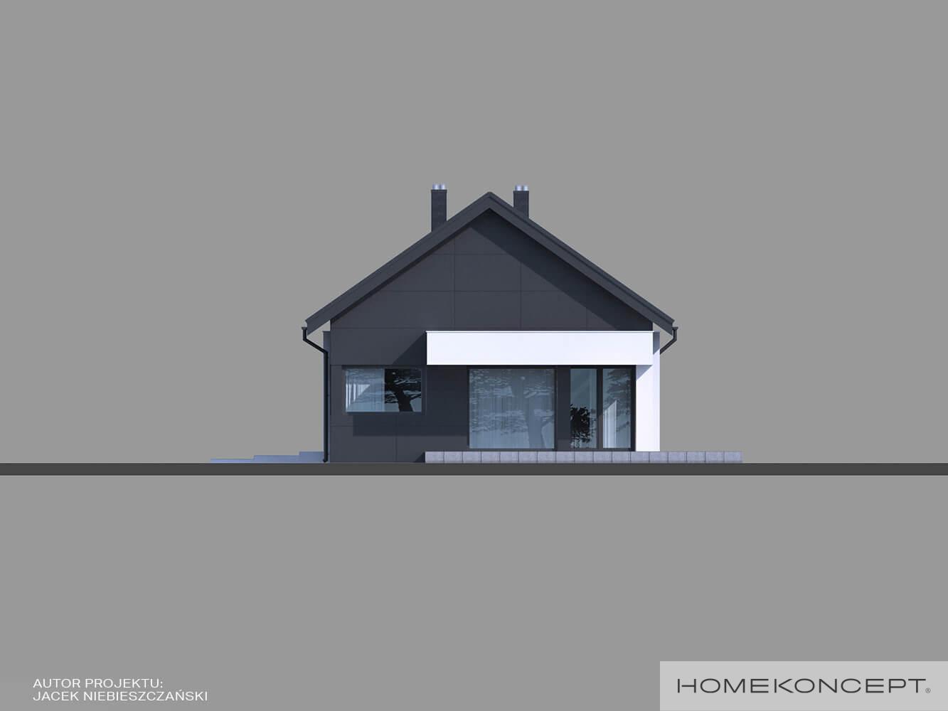 Gotowy projekt domu homekoncept 44 g1 - ściana boczna z tynku silikonowego.