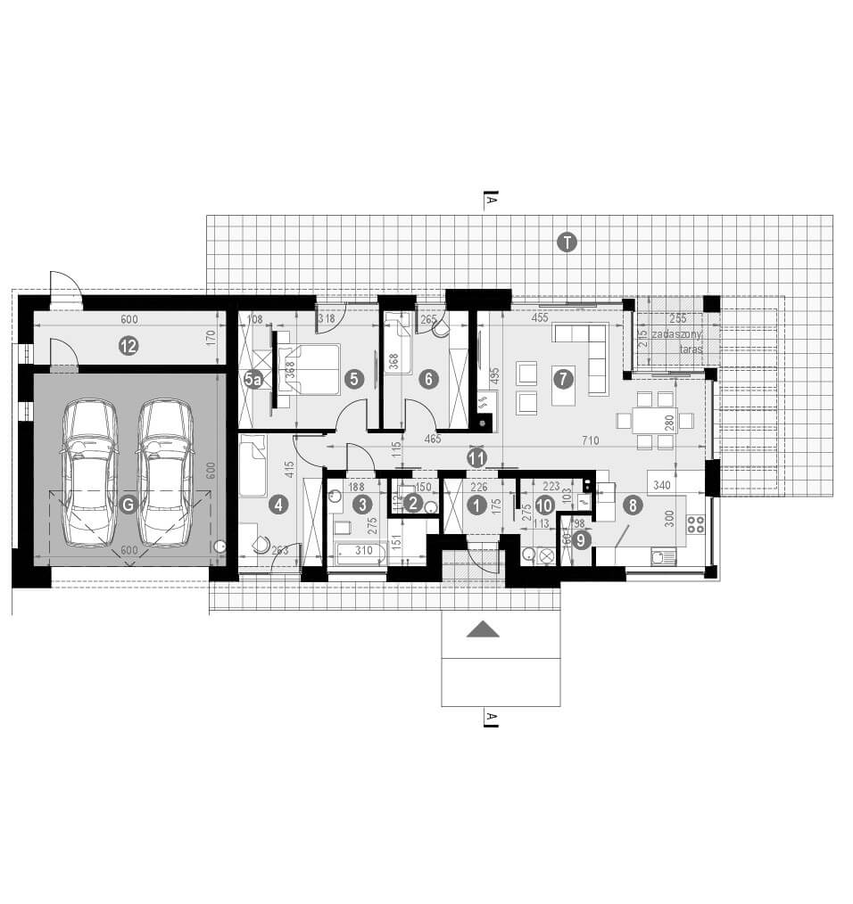 Projekt domu garażem homekoncept 44 g2 - rzut parteru.