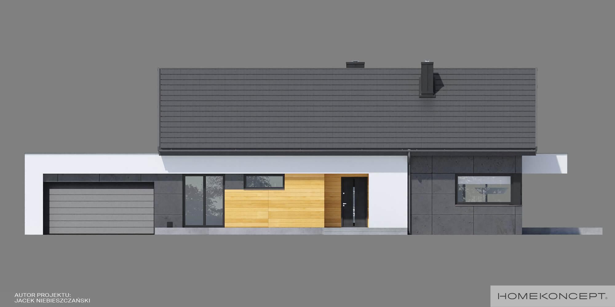 Projekt domu parterowego homekoncept 44 g2 - widok na strefę wejściową.