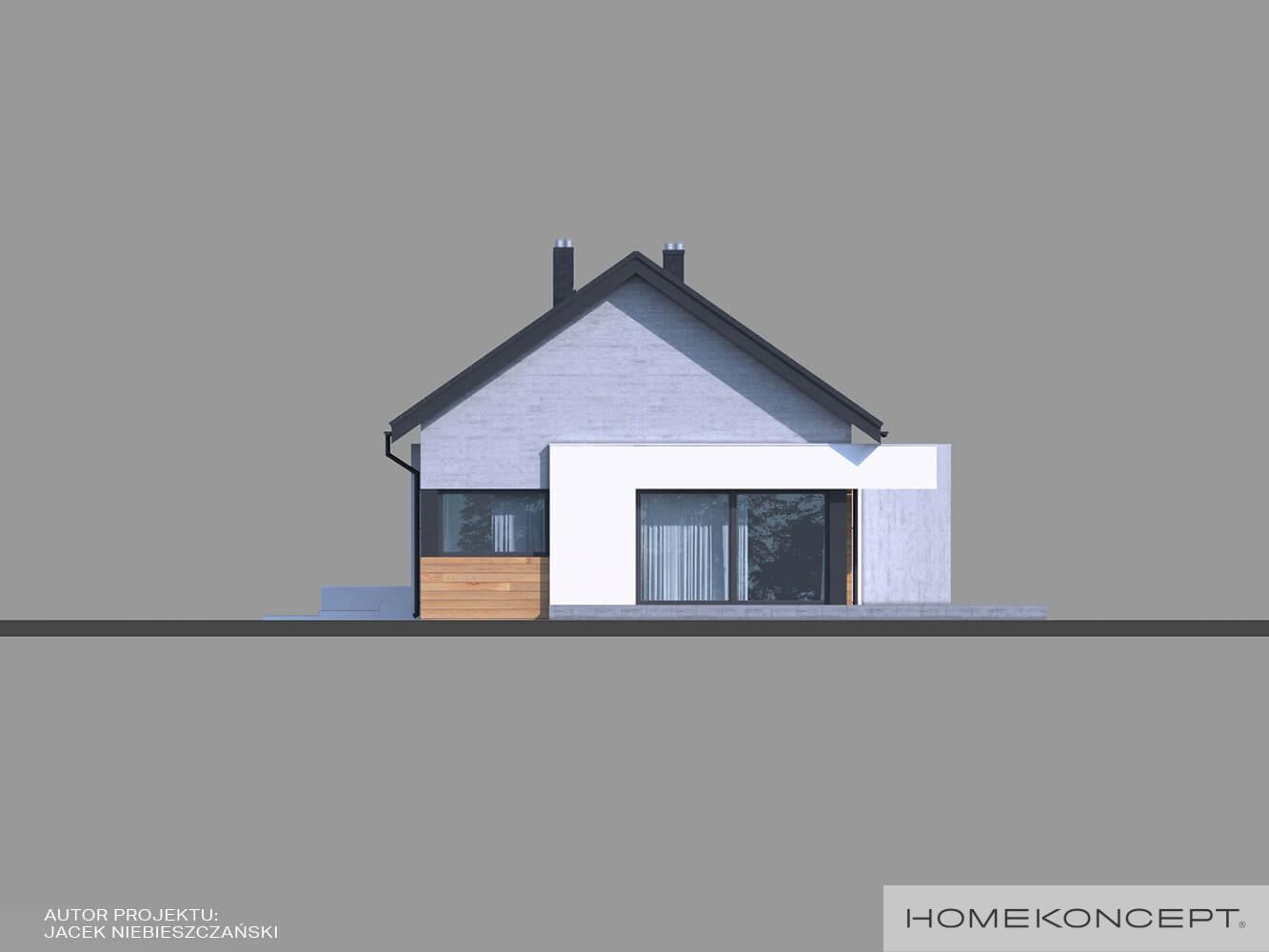 Projekt domu jednorodzinnego z garażem homekoncept 45 g2 - widok na elewację boczną.