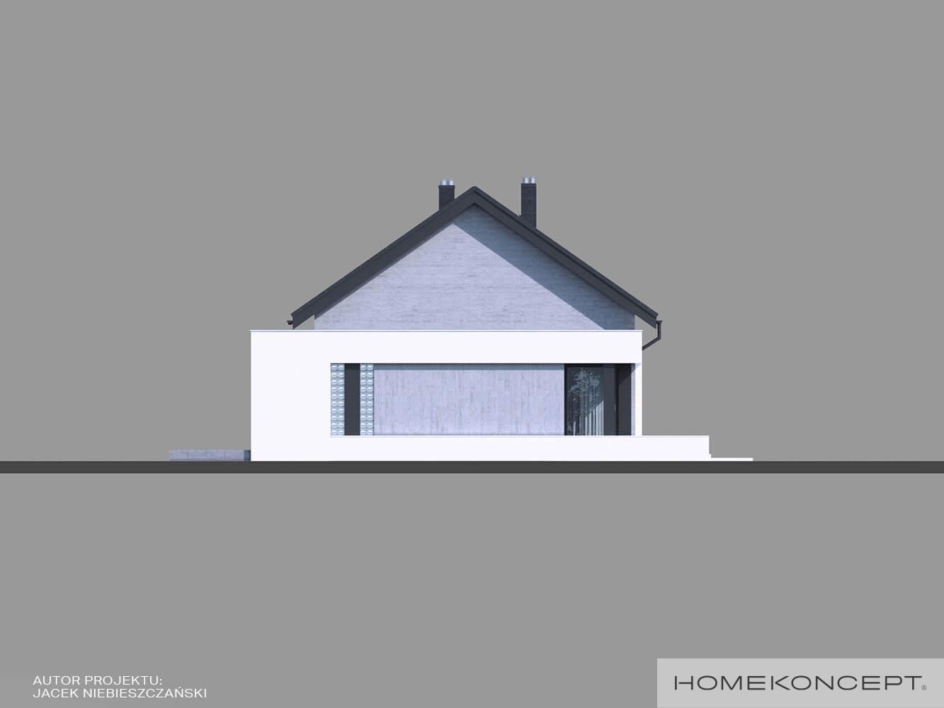 Projekt domu jednorodzinnego z garażem homekoncept 45 g2 - widok elewacji bocznej.
