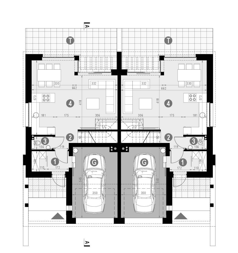 Projekt domu z płaskim dachem homekoncept 52 d - widok parteru.